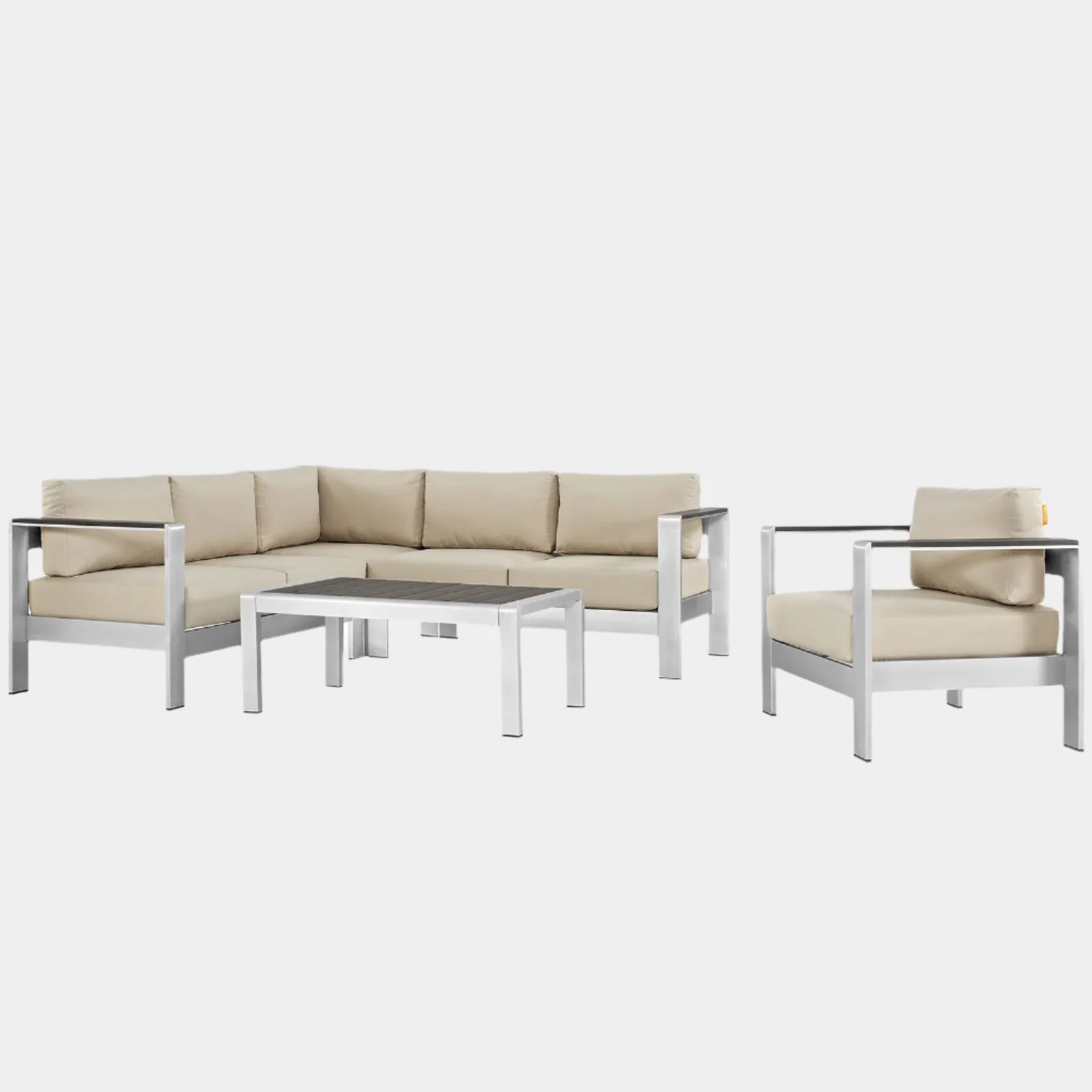 Shore 5 Piece Outdoor Aluminum Sectional Sofa Set - Image 15