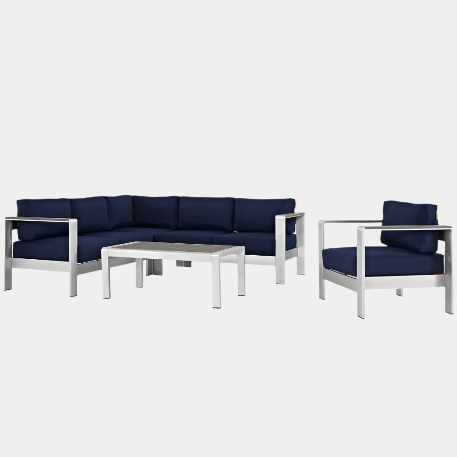 Shore 5 Piece Outdoor Aluminum Sectional Sofa Set - Image 8