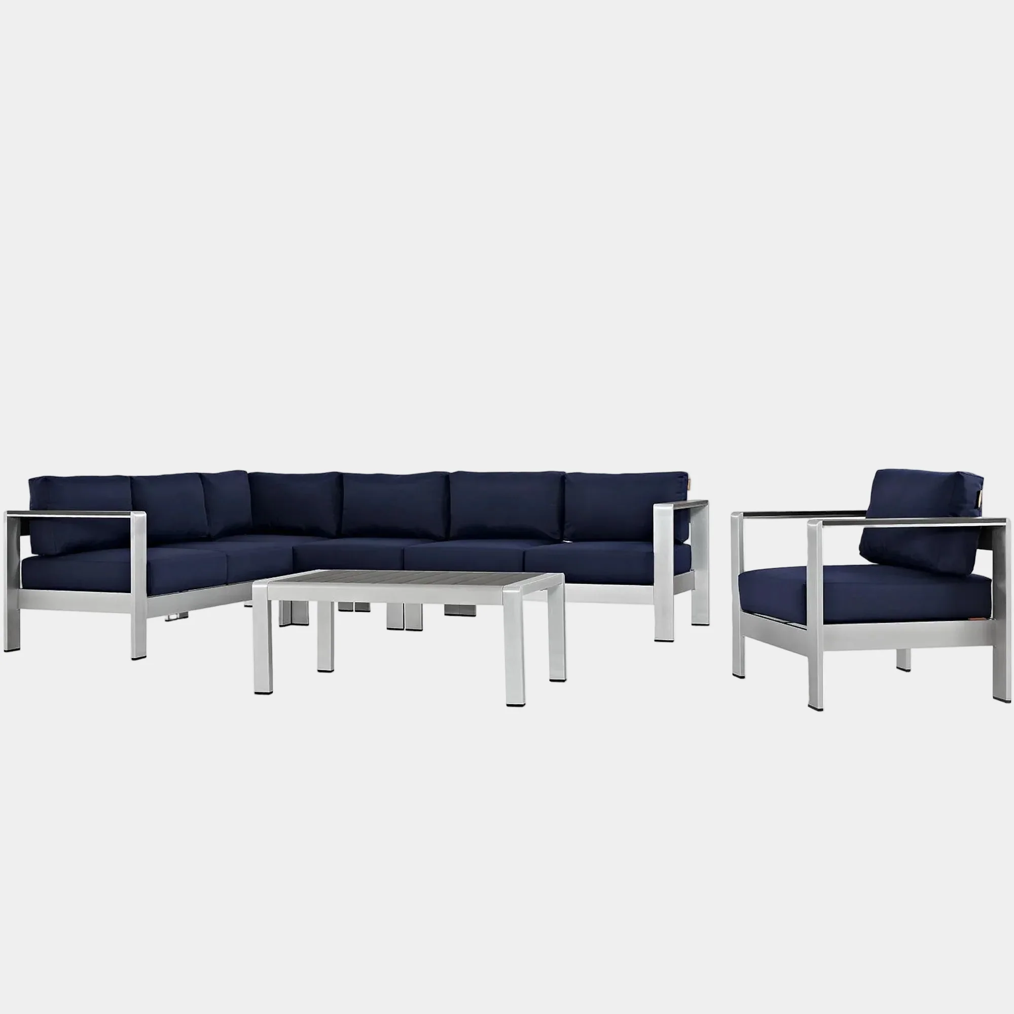 Shore 6 Piece Outdoor Aluminum Sectional Sofa Set - Image 17