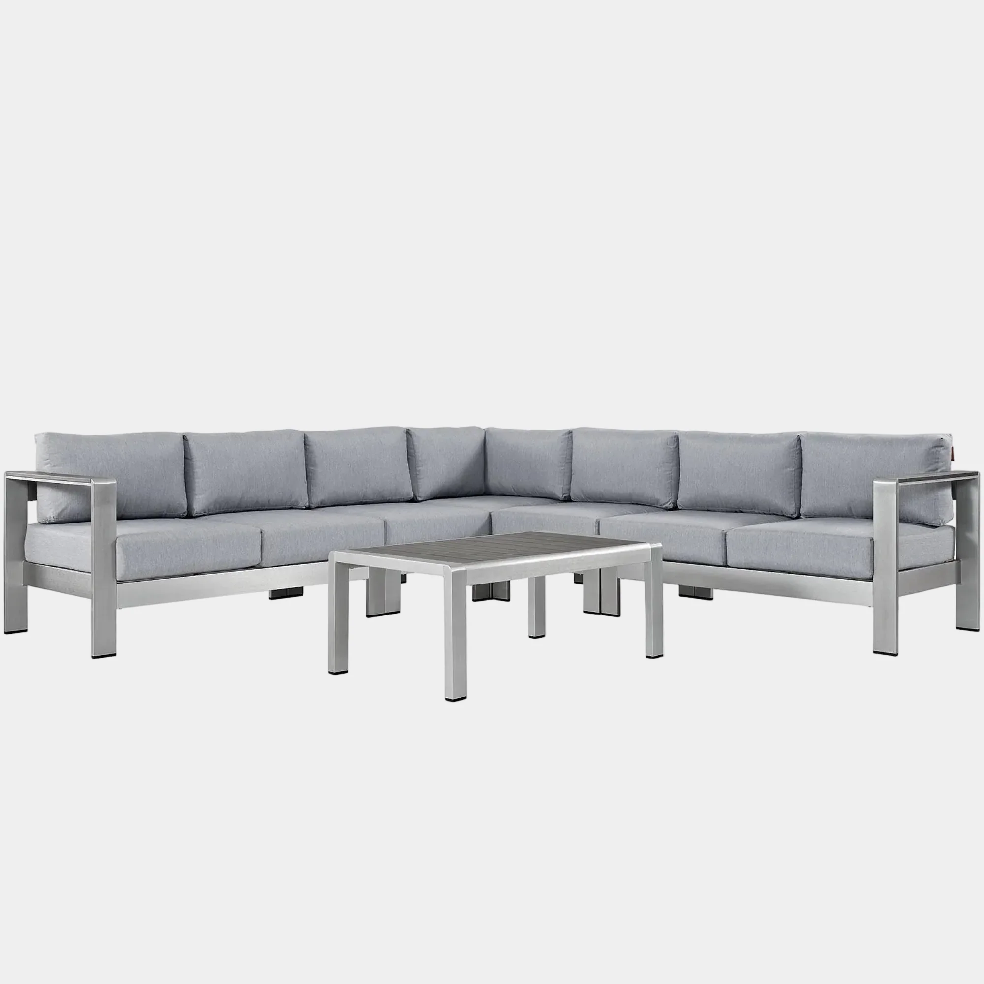 Shore 6 Piece Outdoor Aluminum Sectional Sofa Set