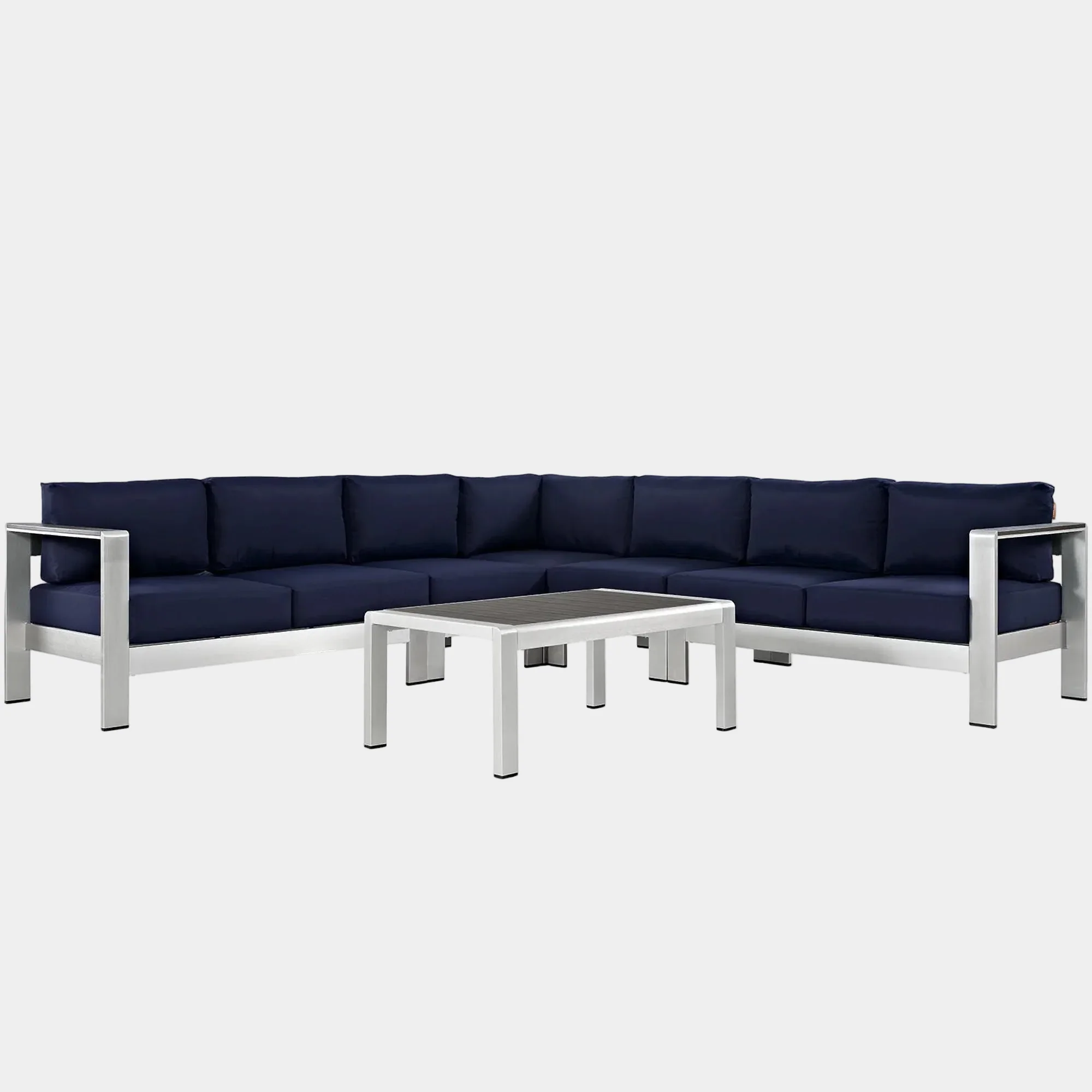 Shore 6 Piece Outdoor Aluminum Sectional Sofa Set - Image 22