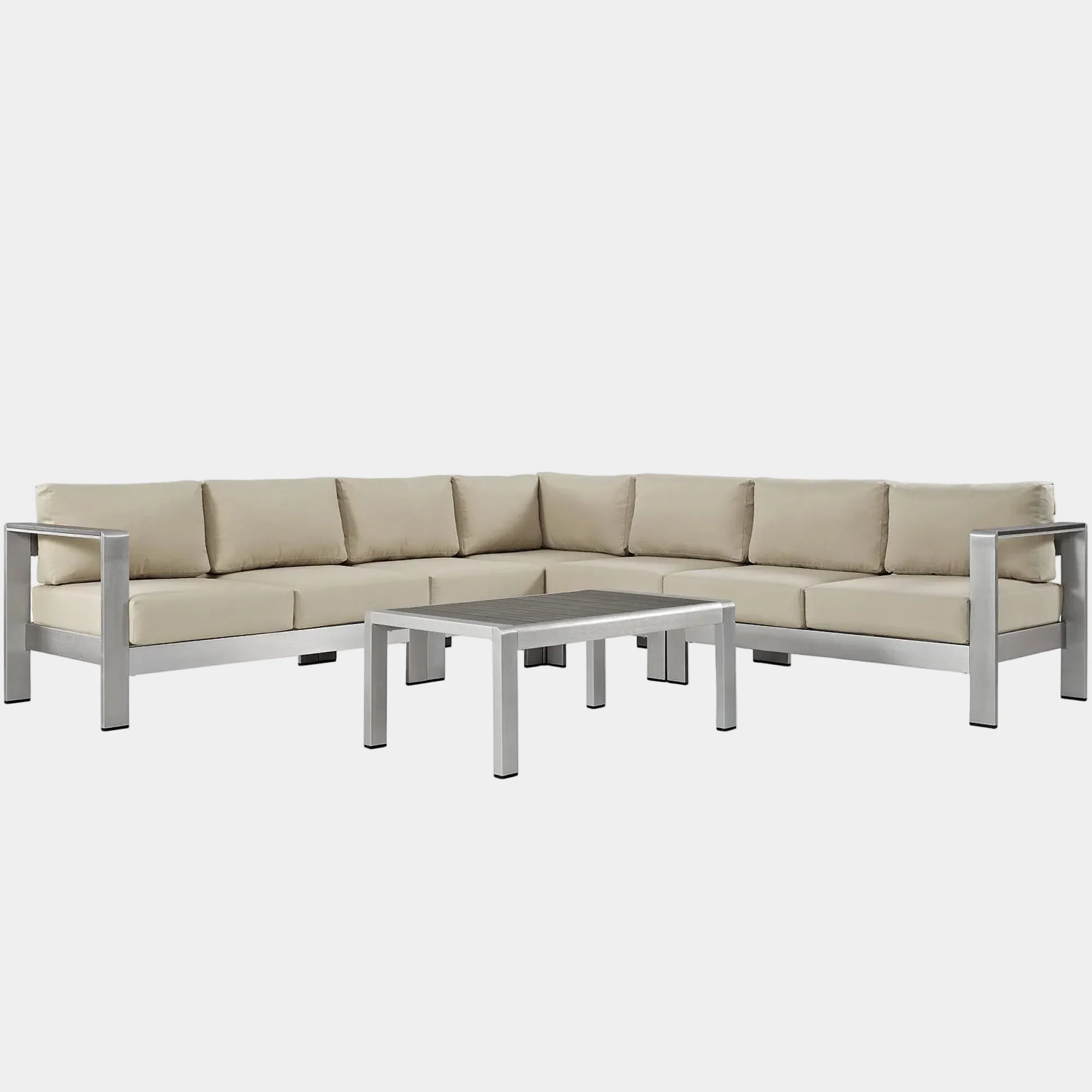 Shore 6 Piece Outdoor Aluminum Sectional Sofa Set - Image 8