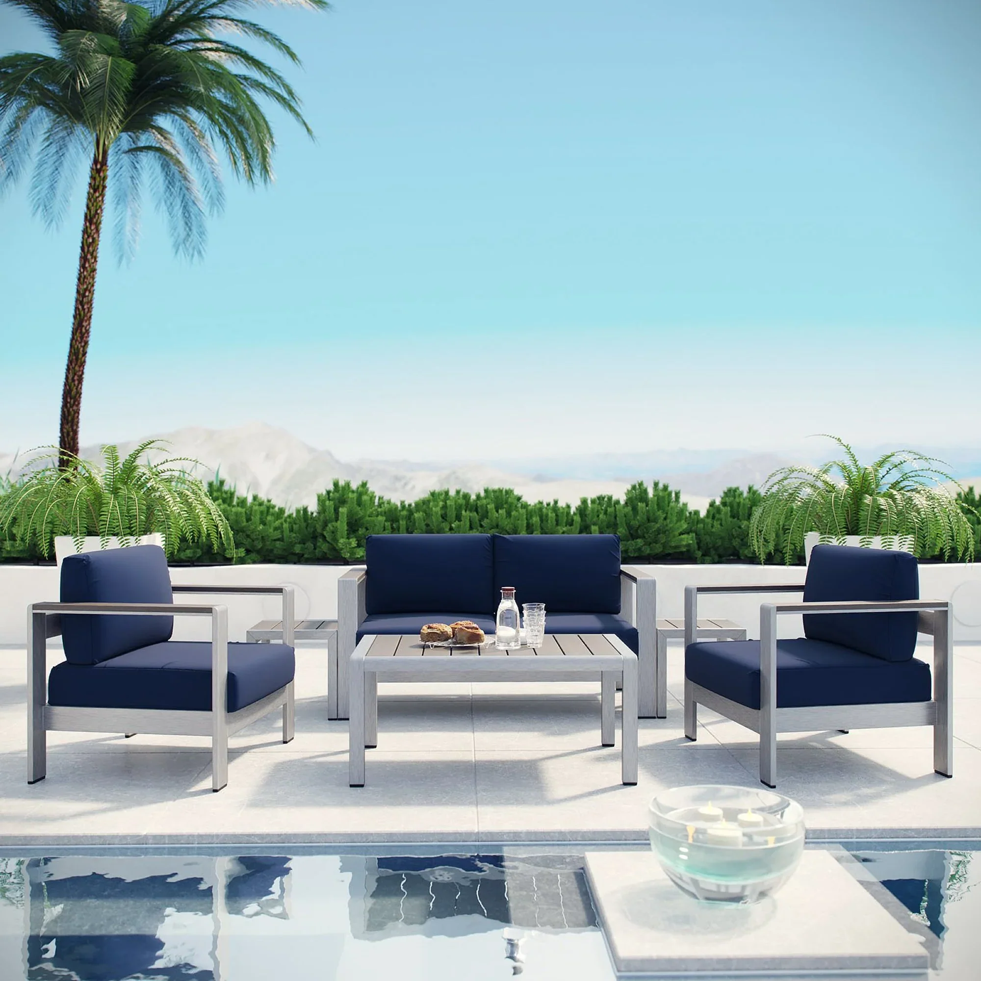 Shore 6 Piece Outdoor Patio Aluminum Sectional Sofa Set - Image 14