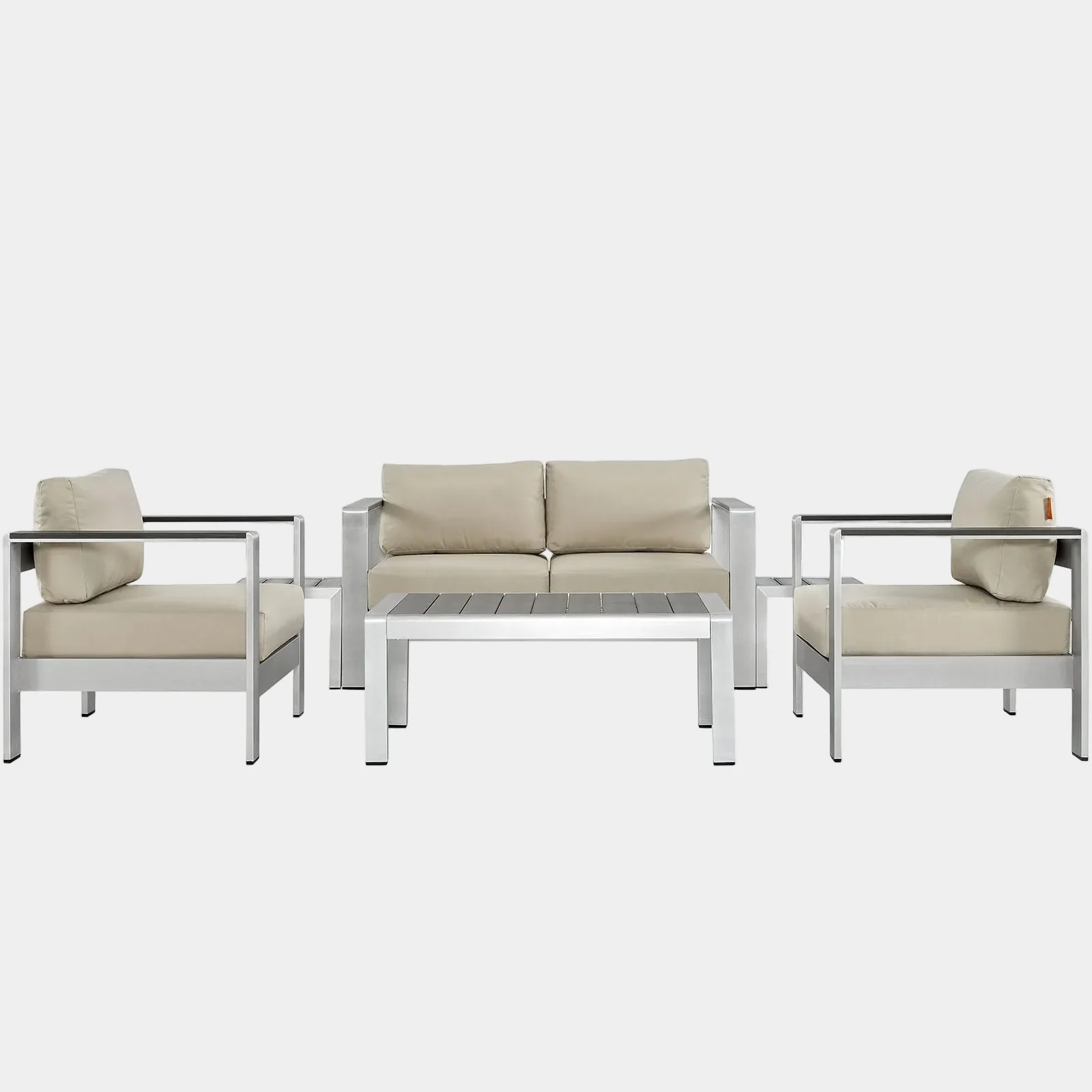 Shore 6 Piece Outdoor Patio Aluminum Sectional Sofa Set - Image 7