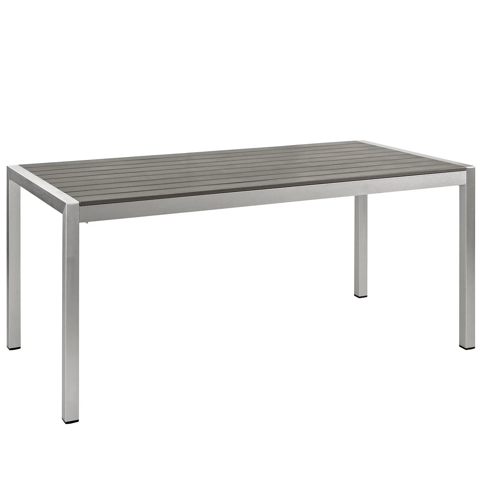 Shore 7 Piece Outdoor Patio Aluminum Dining Set in Silver Black - Image 6