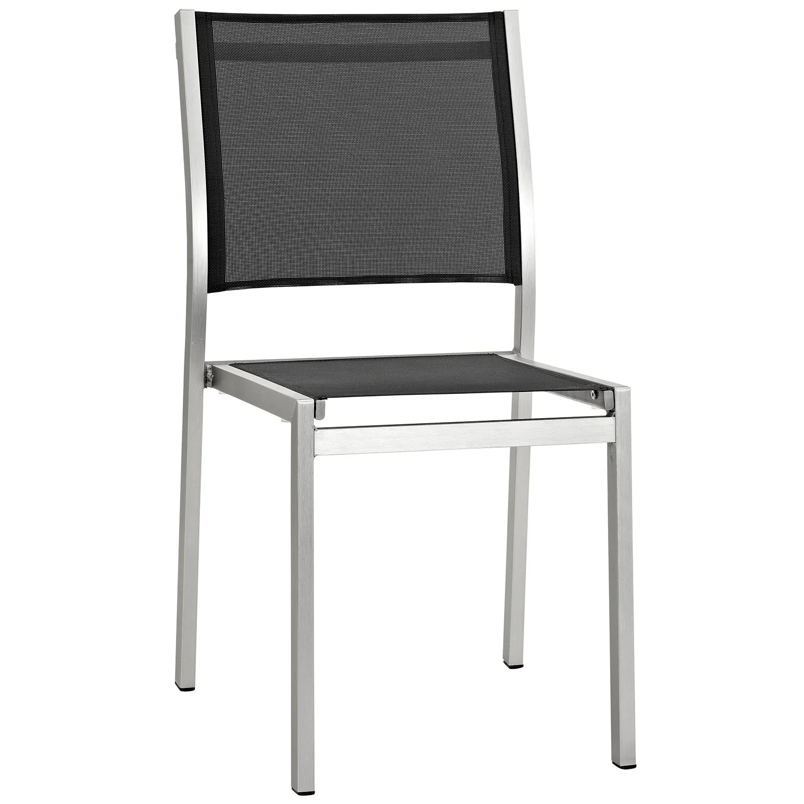 Shore 7 Piece Outdoor Patio Aluminum Dining Set in Silver Black - Image 3
