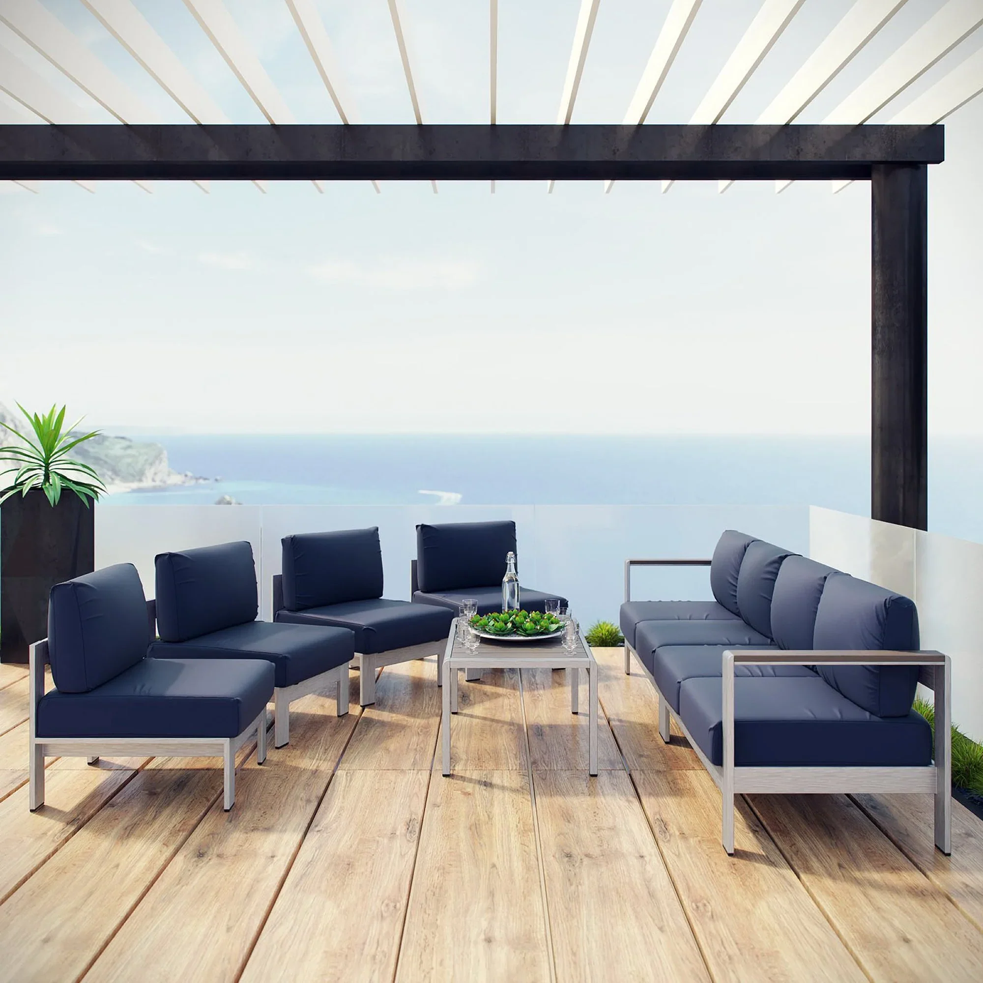 Shore 7 Piece Outdoor Sectional Sofa Set - Image 23
