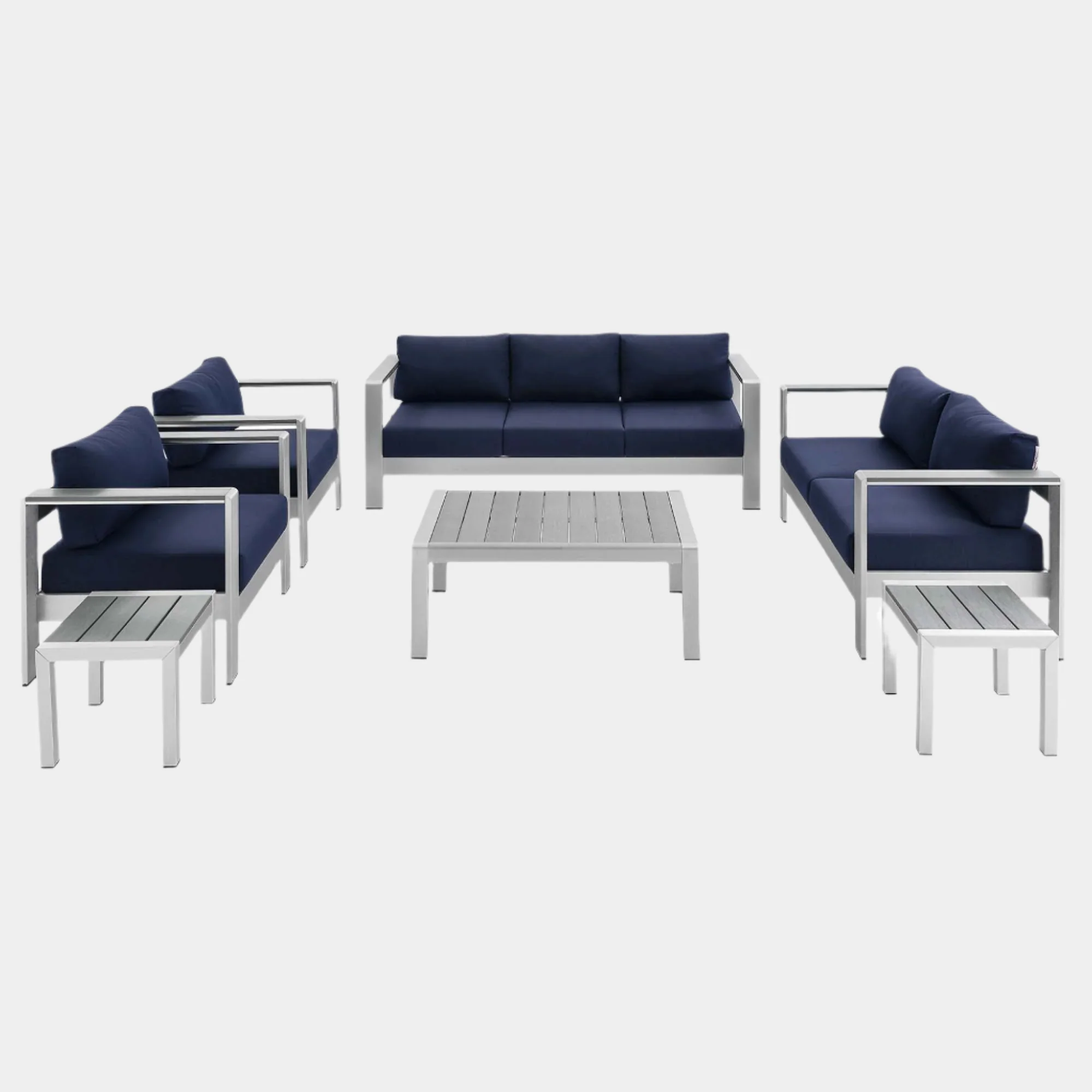 Shore 7 Piece Sunbrella® Fabric Outdoor Patio Aluminum Set - Image 19
