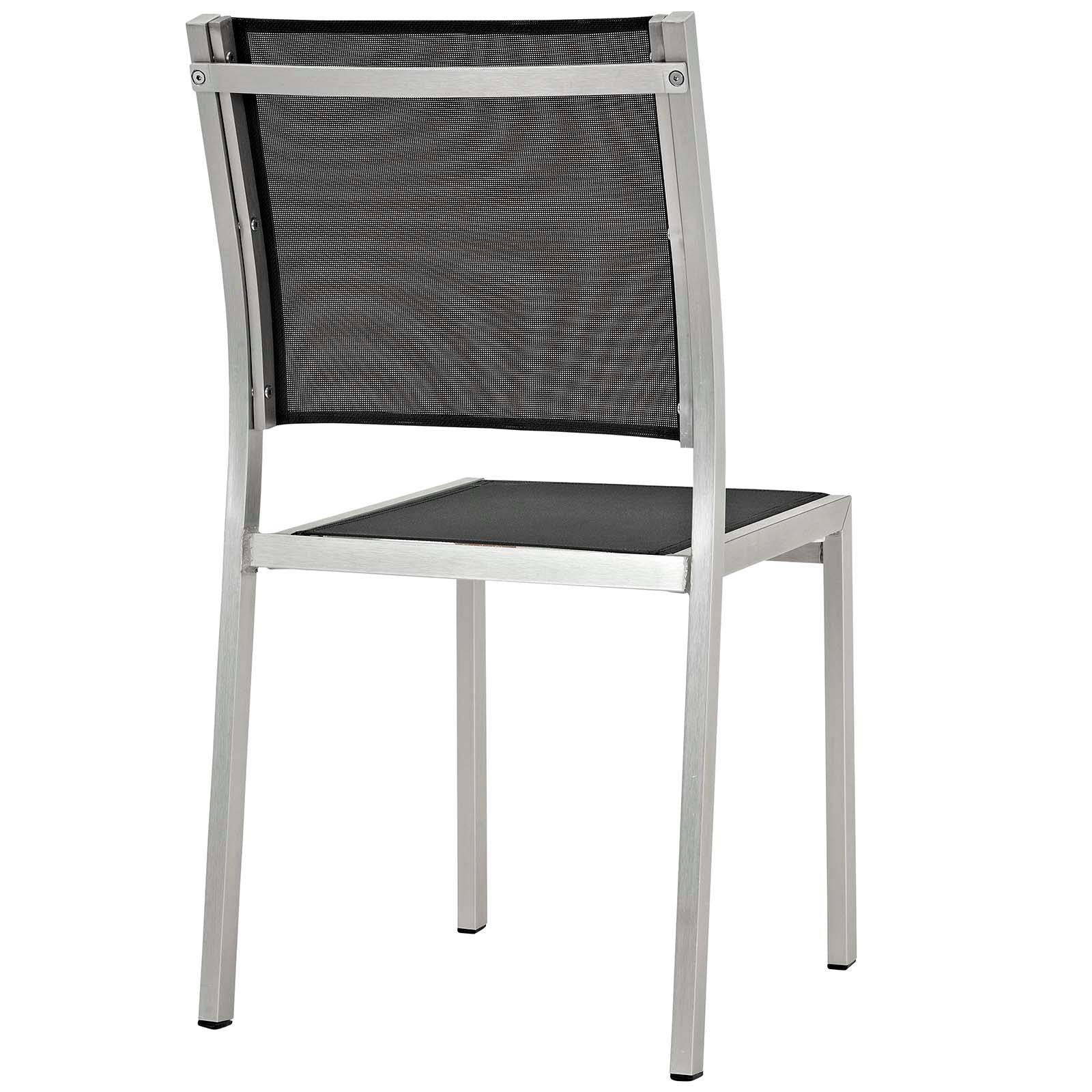 Shore 9 Piece Outdoor Patio Aluminum Dining Set in Silver Black - Image 3