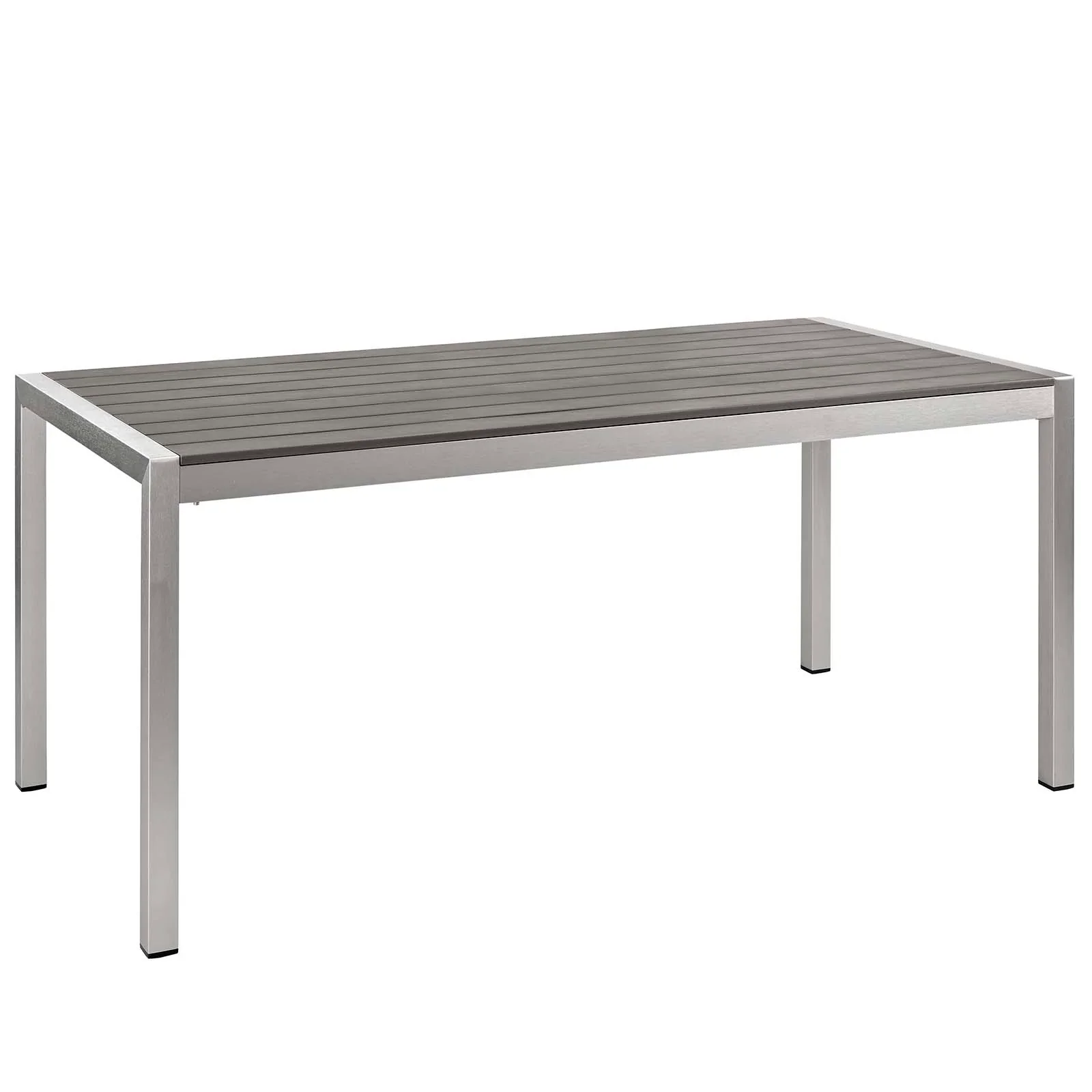 Shore 9 Piece Outdoor Patio Aluminum Dining Set in Silver Black - Image 6