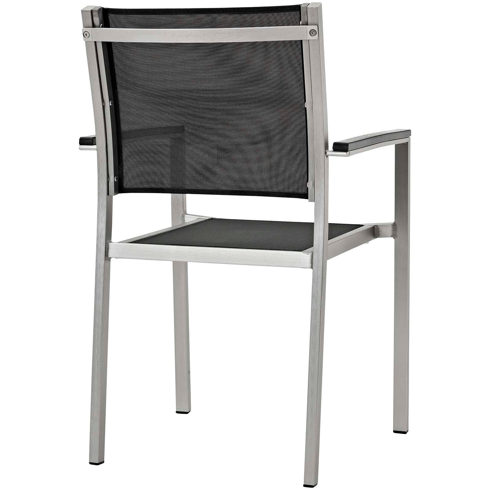 Shore 9 Piece Outdoor Patio Aluminum Dining Set in Silver Black - Image 4