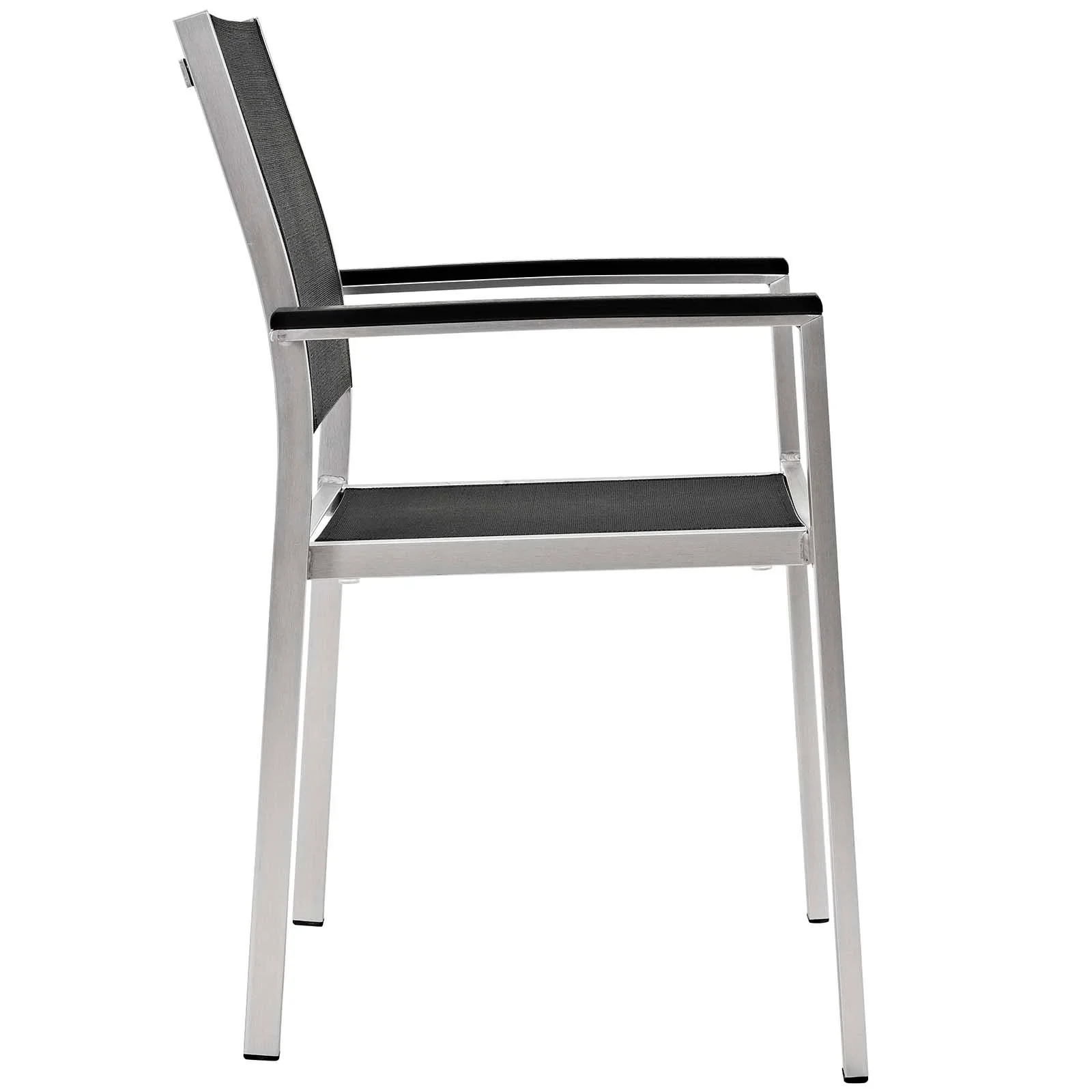 Shore 9 Piece Outdoor Patio Aluminum Dining Set in Silver Black - Image 5