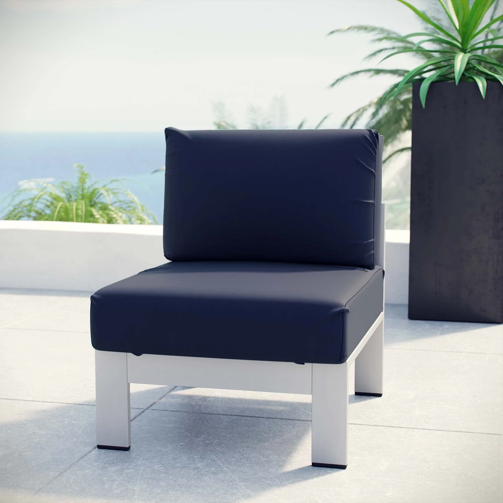Shore Armless Outdoor Patio Aluminum Chair - Image 10