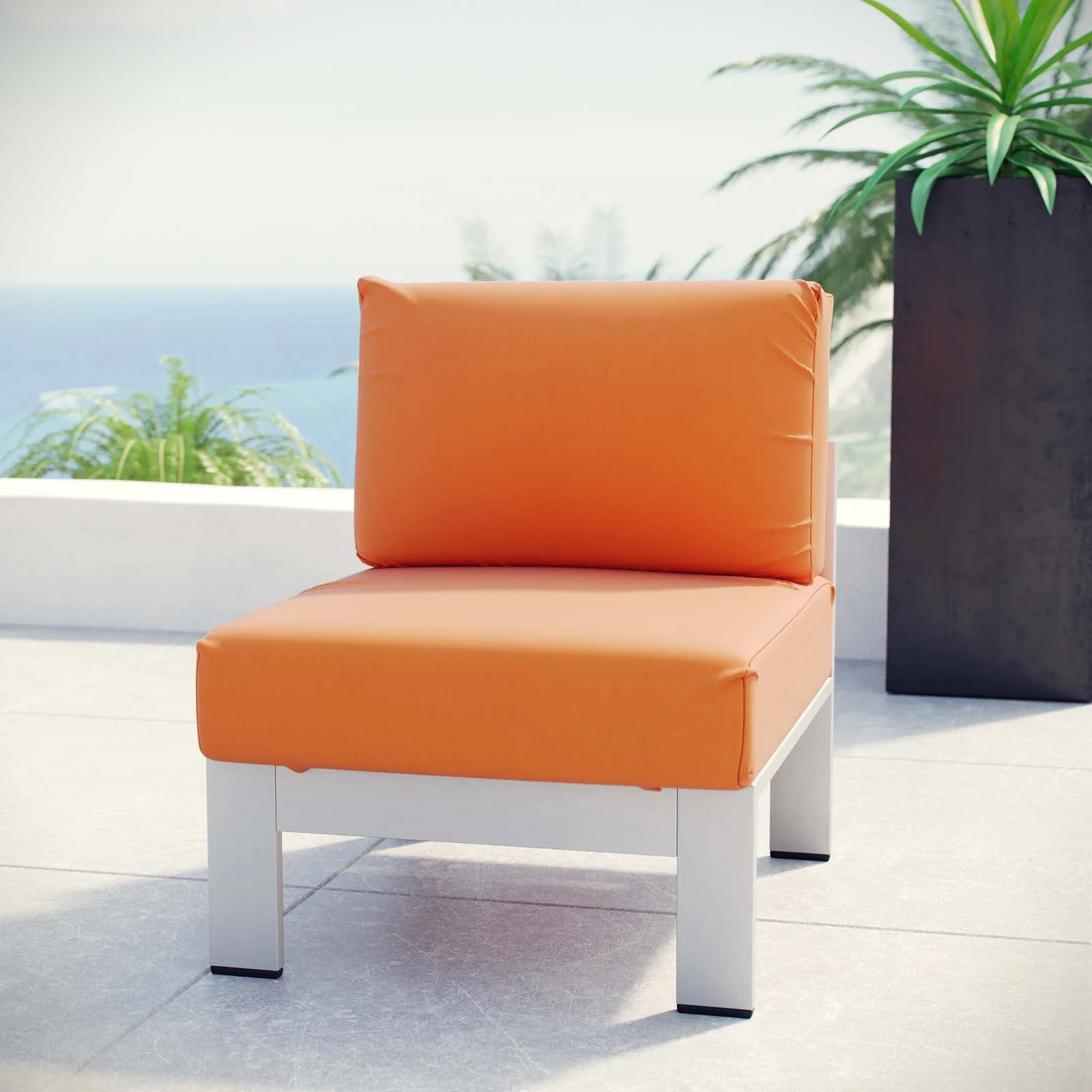 Shore Armless Outdoor Patio Aluminum Chair - Image 14