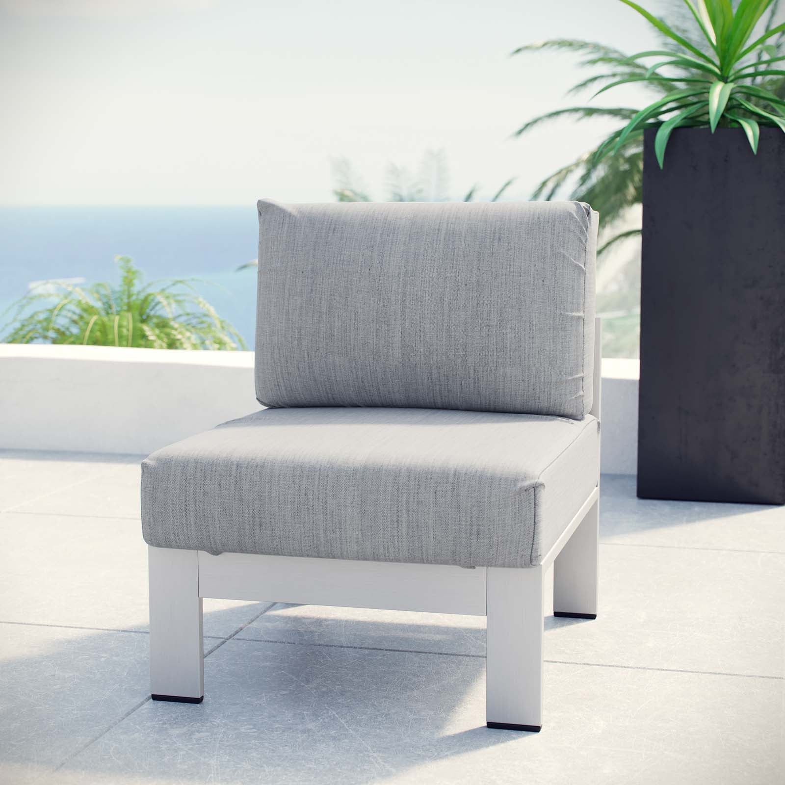 Shore Armless Outdoor Patio Aluminum Chair - Image 6