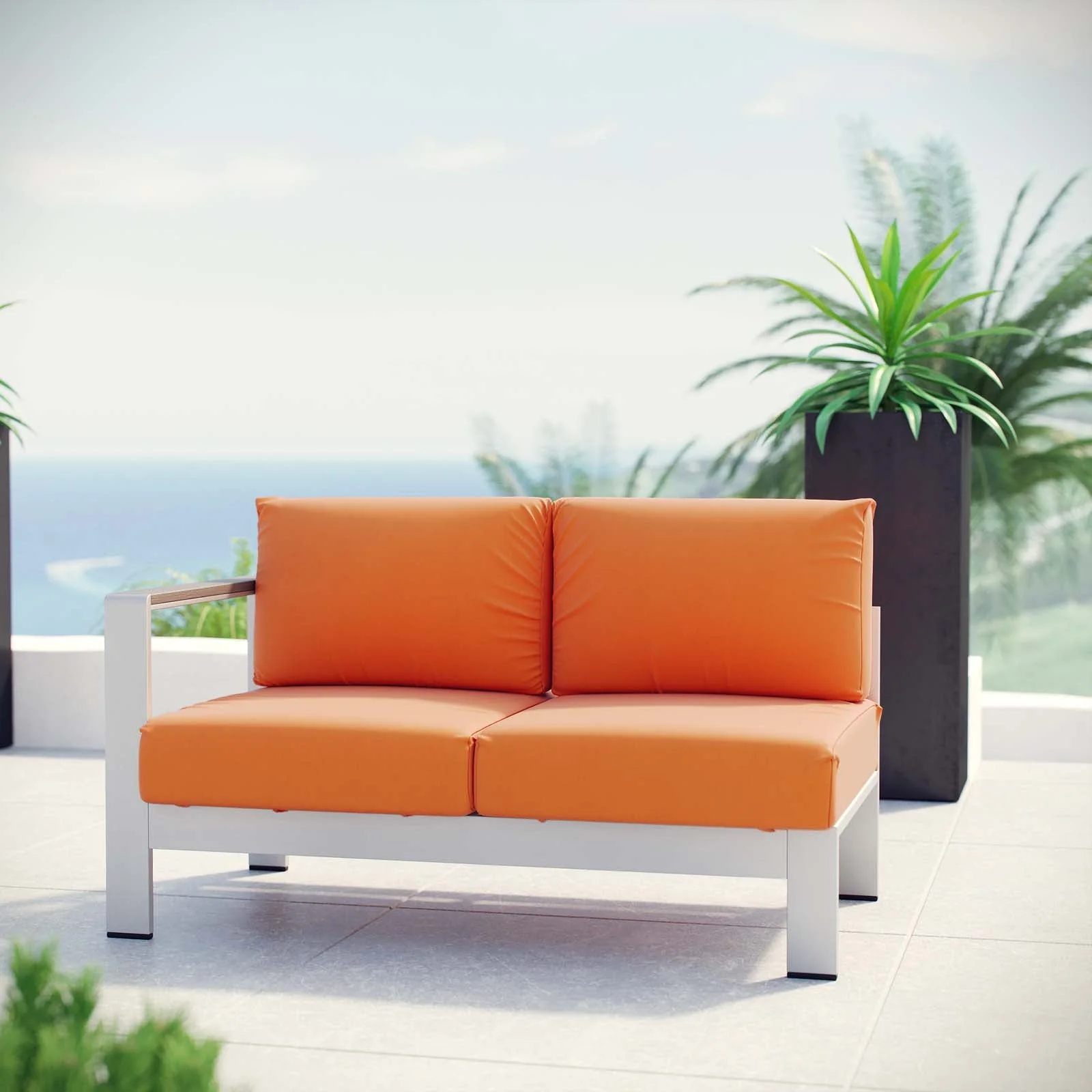Shore Left-Arm Corner Sectional Outdoor Patio Aluminum Loveseat - Image 14