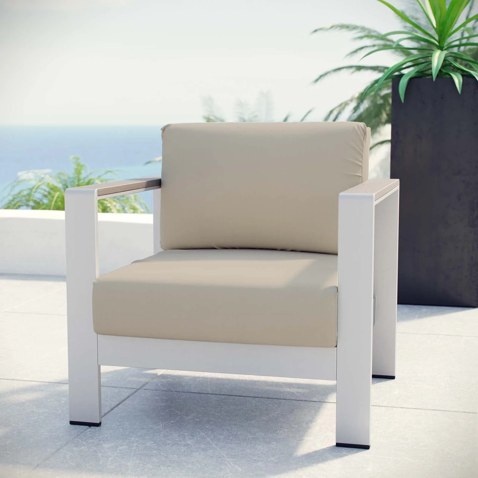 Shore Outdoor Patio Aluminum Armchair - Image 2