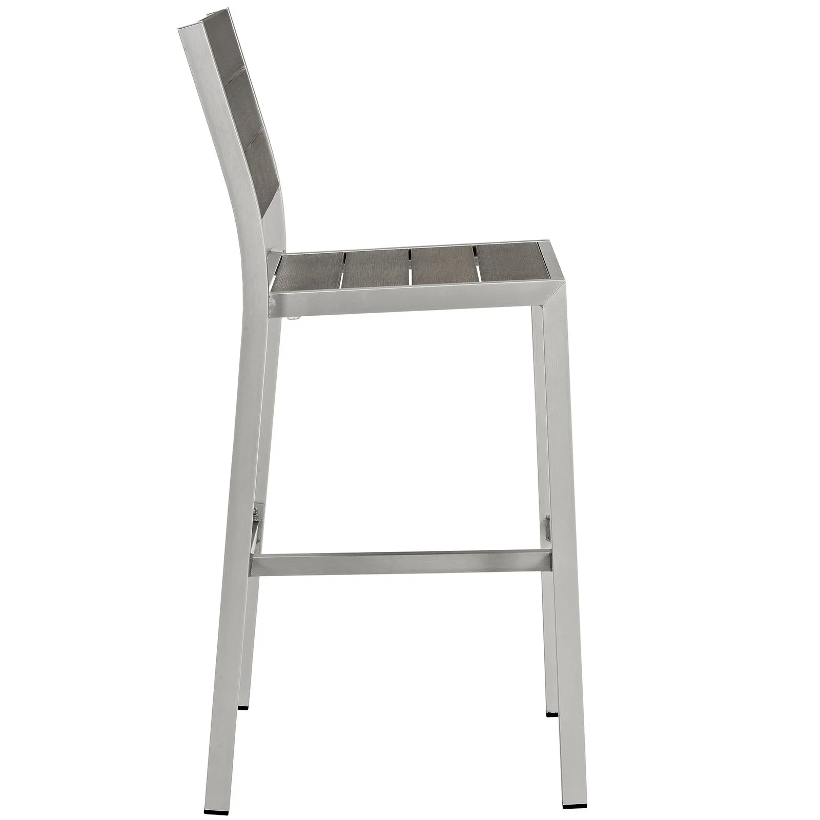 Shore Outdoor Patio Aluminum Armless Bar Stool in Silver Gray - Image 3