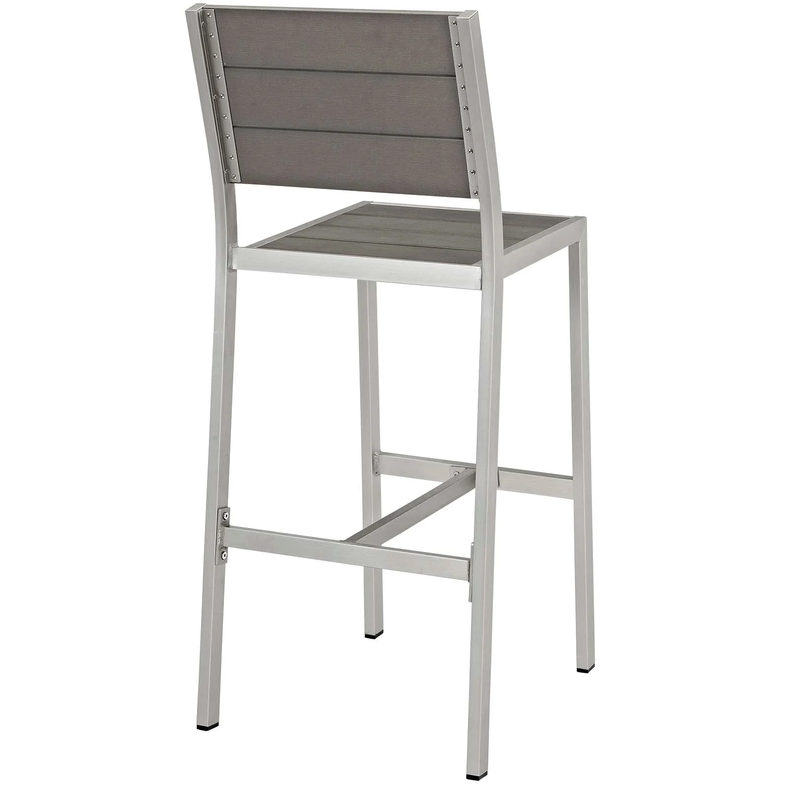 Shore Outdoor Patio Aluminum Armless Bar Stool Set of 2 in Silver Gray - Image 5