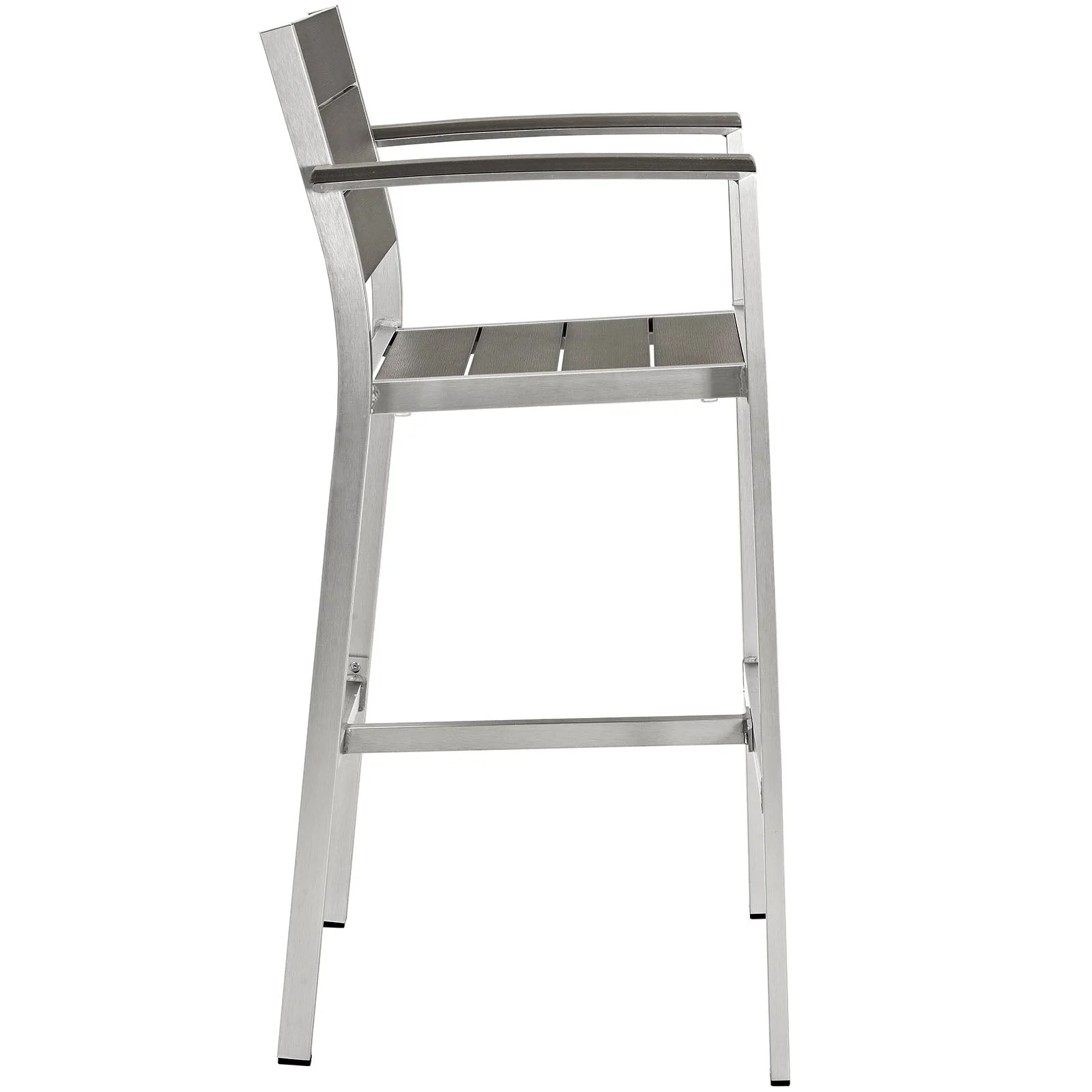 Shore Outdoor Patio Aluminum Bar Stool in Silver Gray - Image 3
