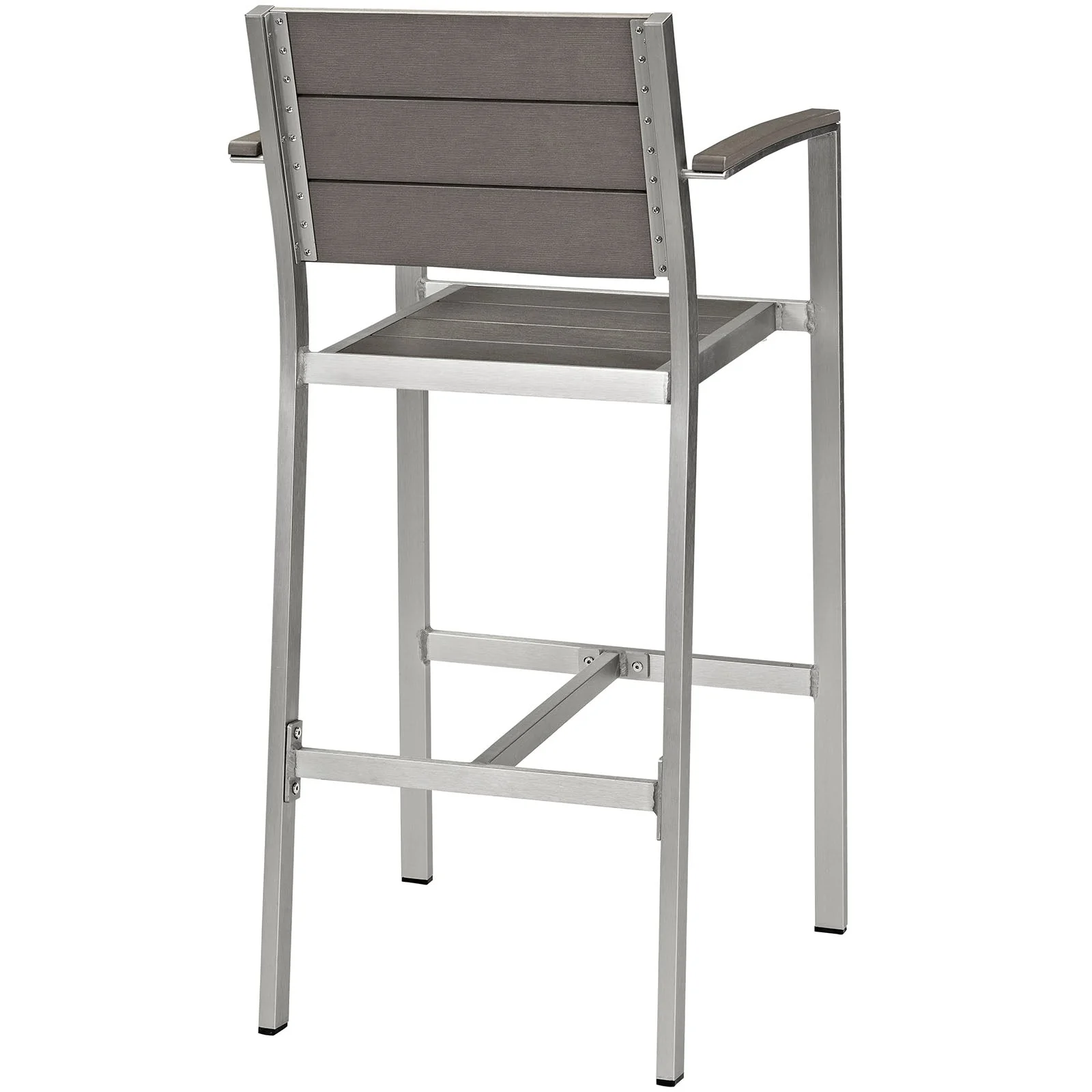Shore Outdoor Patio Aluminum Bar Stool in Silver Gray - Image 4