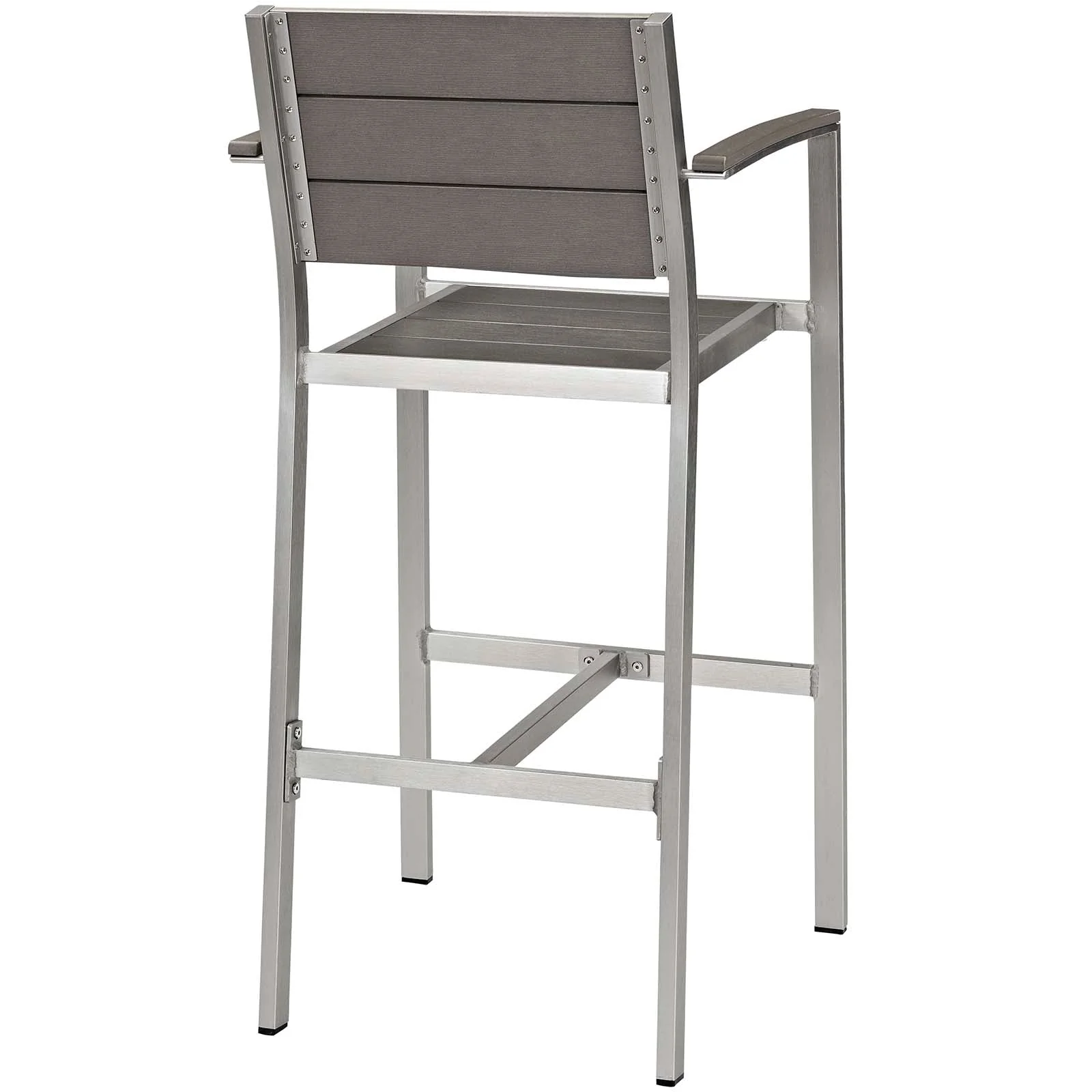 Shore Outdoor Patio Aluminum Bar Stool Set of 2 in Silver Gray - Image 5
