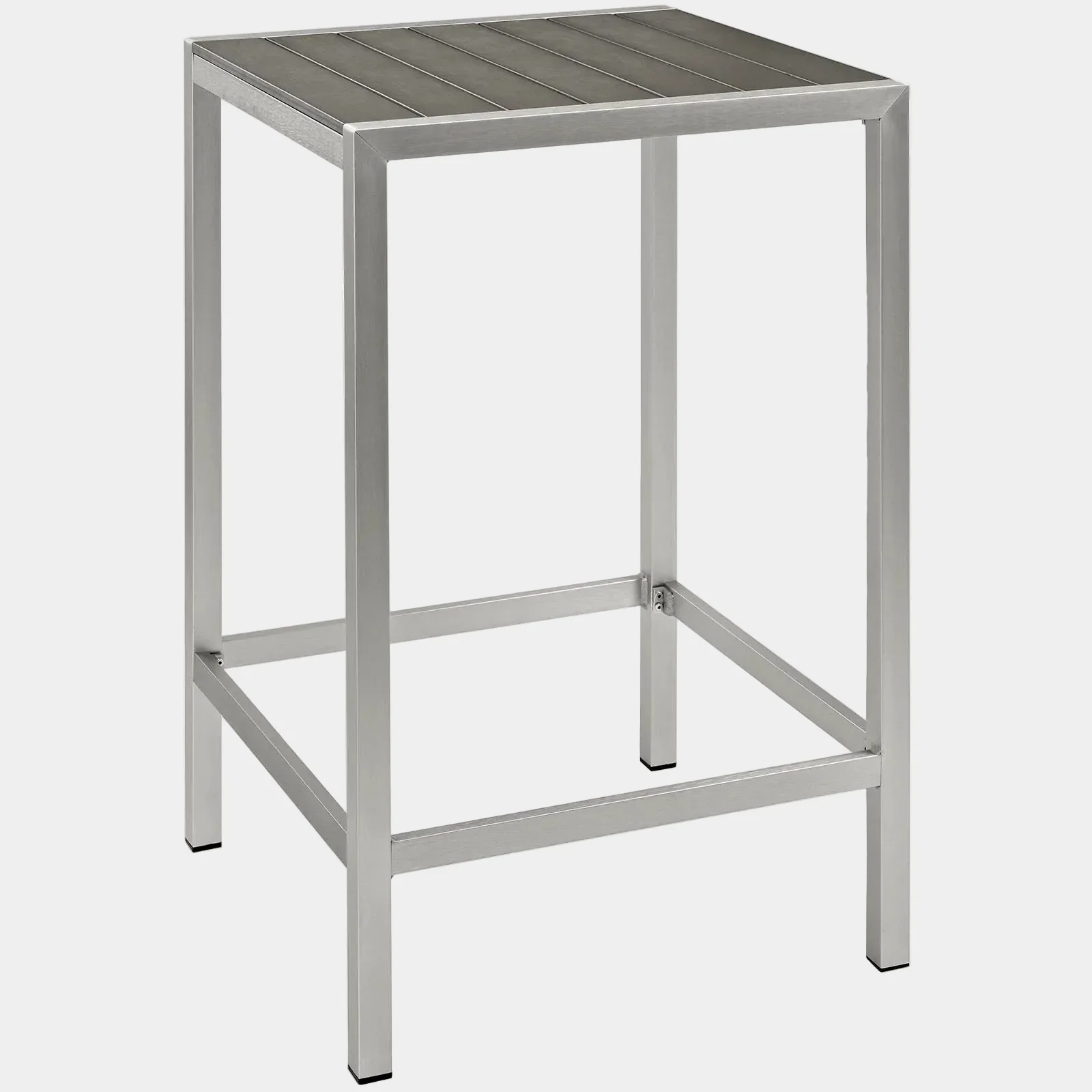 Shore Outdoor Patio Aluminum Bar Table in Silver Gray