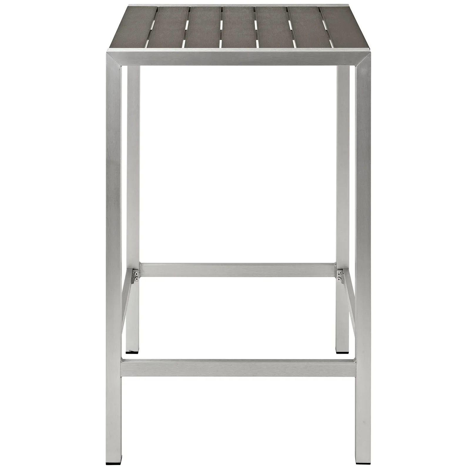 Shore Outdoor Patio Aluminum Bar Table in Silver Gray - Image 3