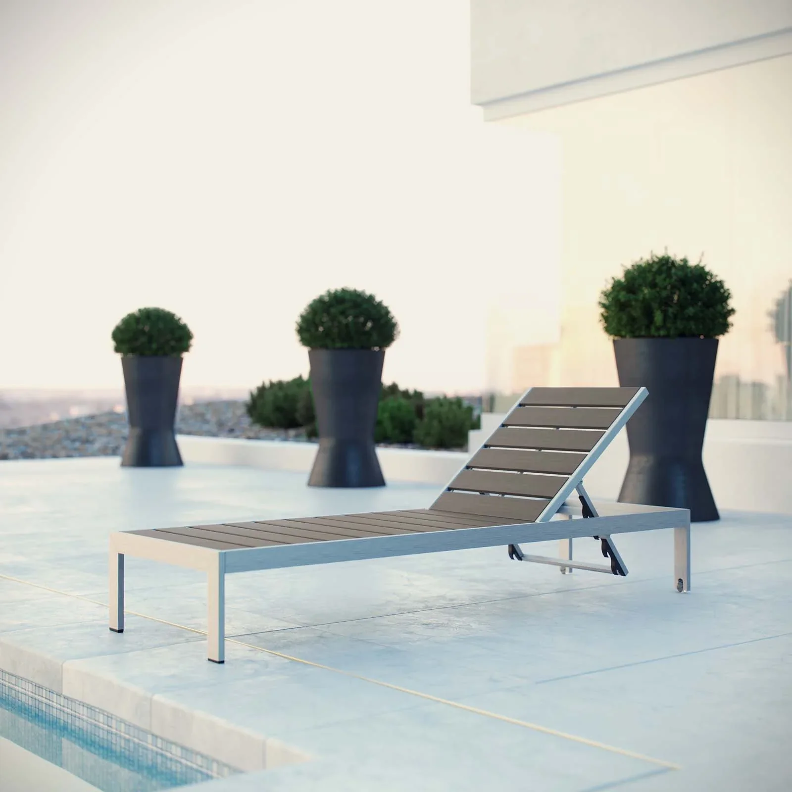 Shore Outdoor Patio Aluminum Chaise in Silver Gray - Image 2