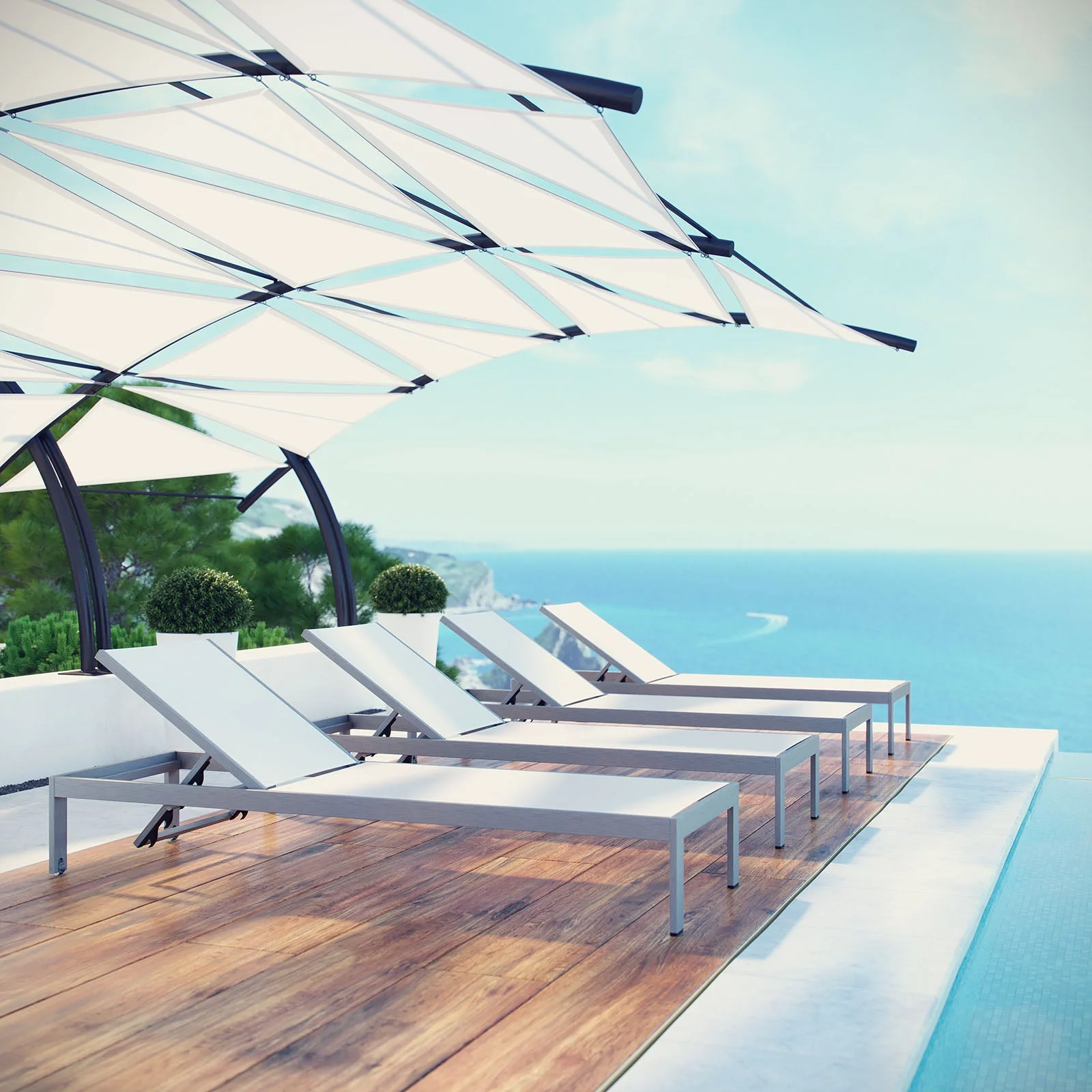 Shore Outdoor Patio Aluminum Chaise Set of 4 - Image 12