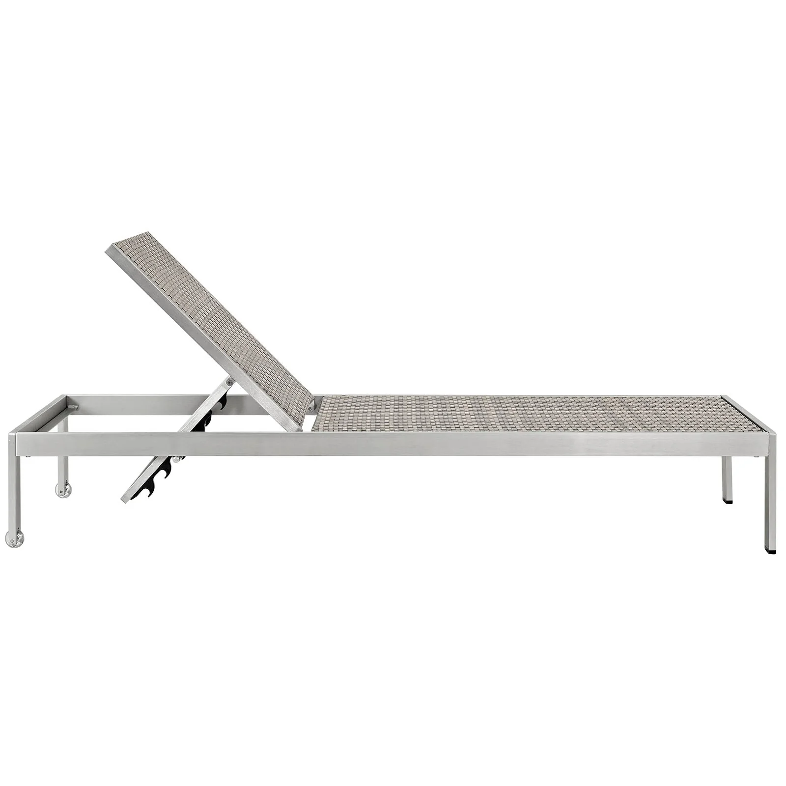 Shore Outdoor Patio Aluminum Chaise Set of 6 in Silver Gray - Image 4