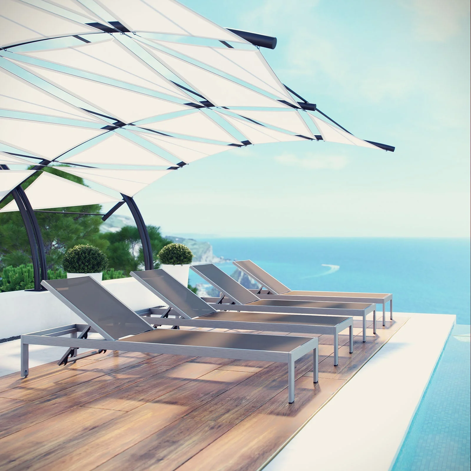 Shore Outdoor Patio Aluminum Chaise Set of 4 - Image 7