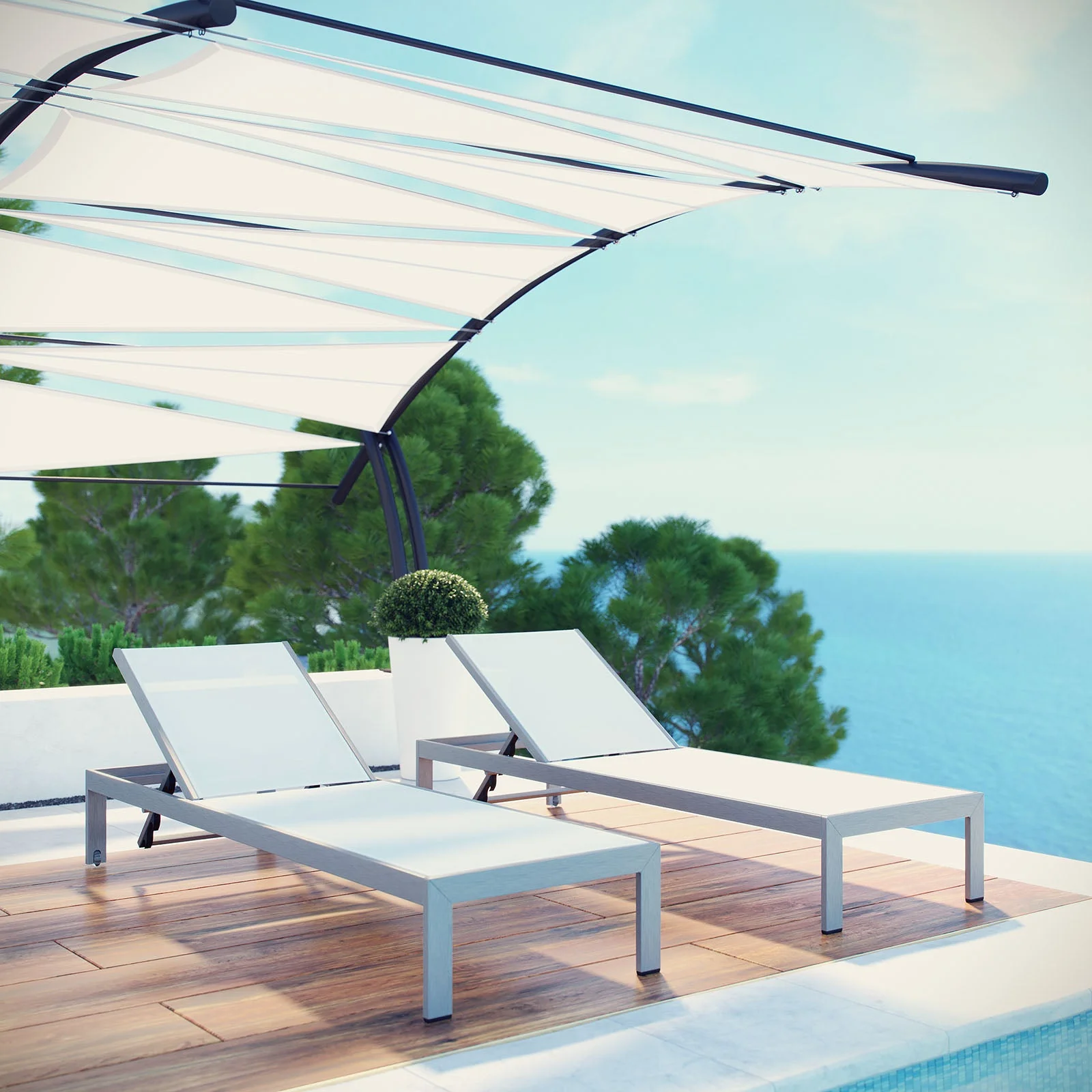 Shore Outdoor Patio Aluminum Chaise Set of 2 - Image 12
