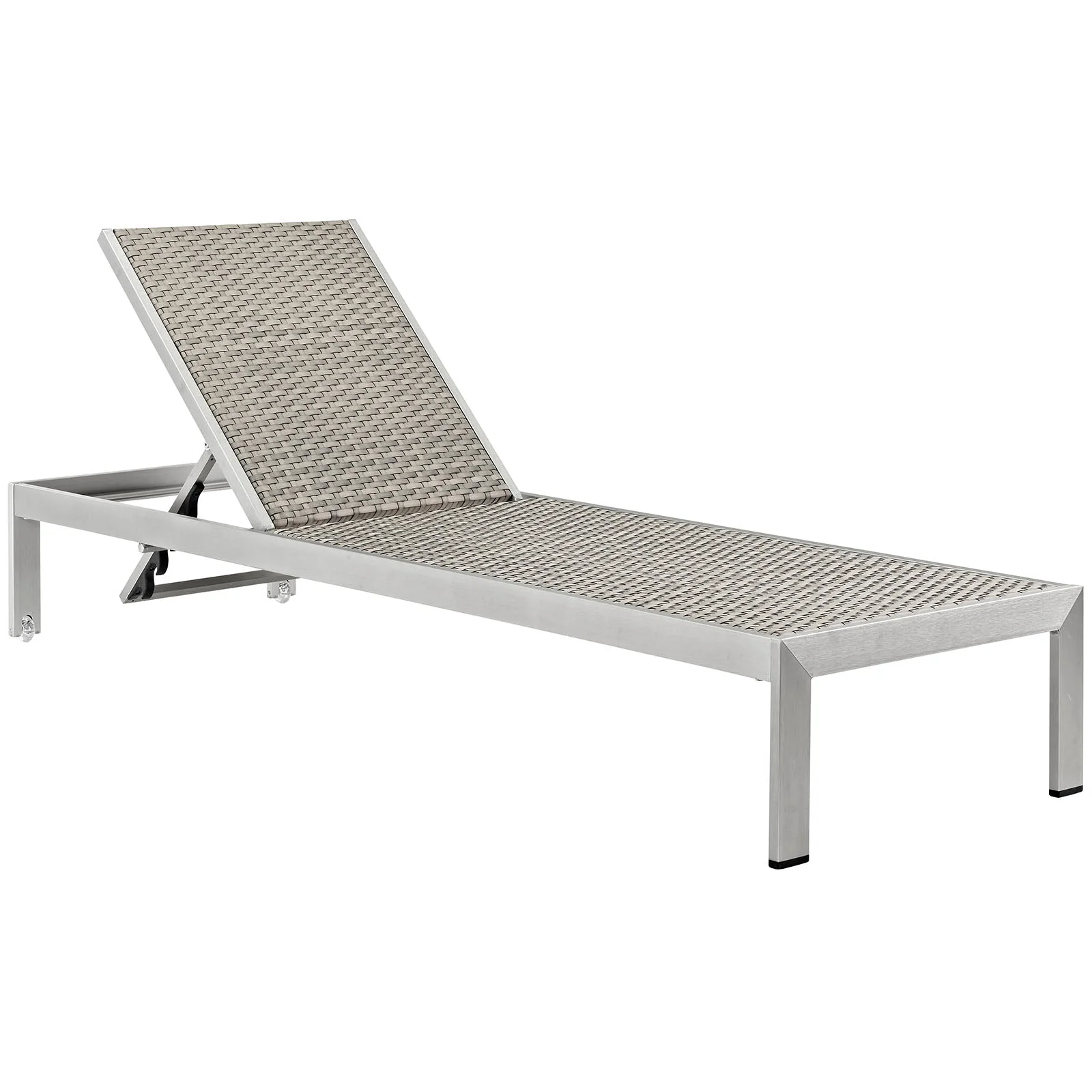 Shore Outdoor Patio Aluminum Chaise Set of 2 in Silver Gray - Image 3