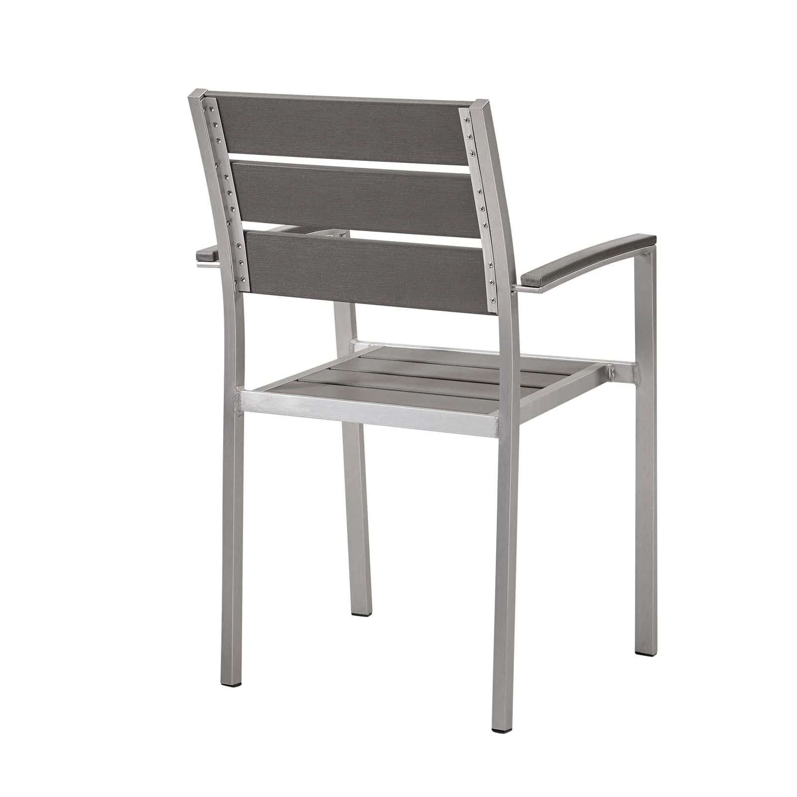 Shore Outdoor Patio Aluminum Dining Armchair Set of 2 in Silver Gray - Image 4