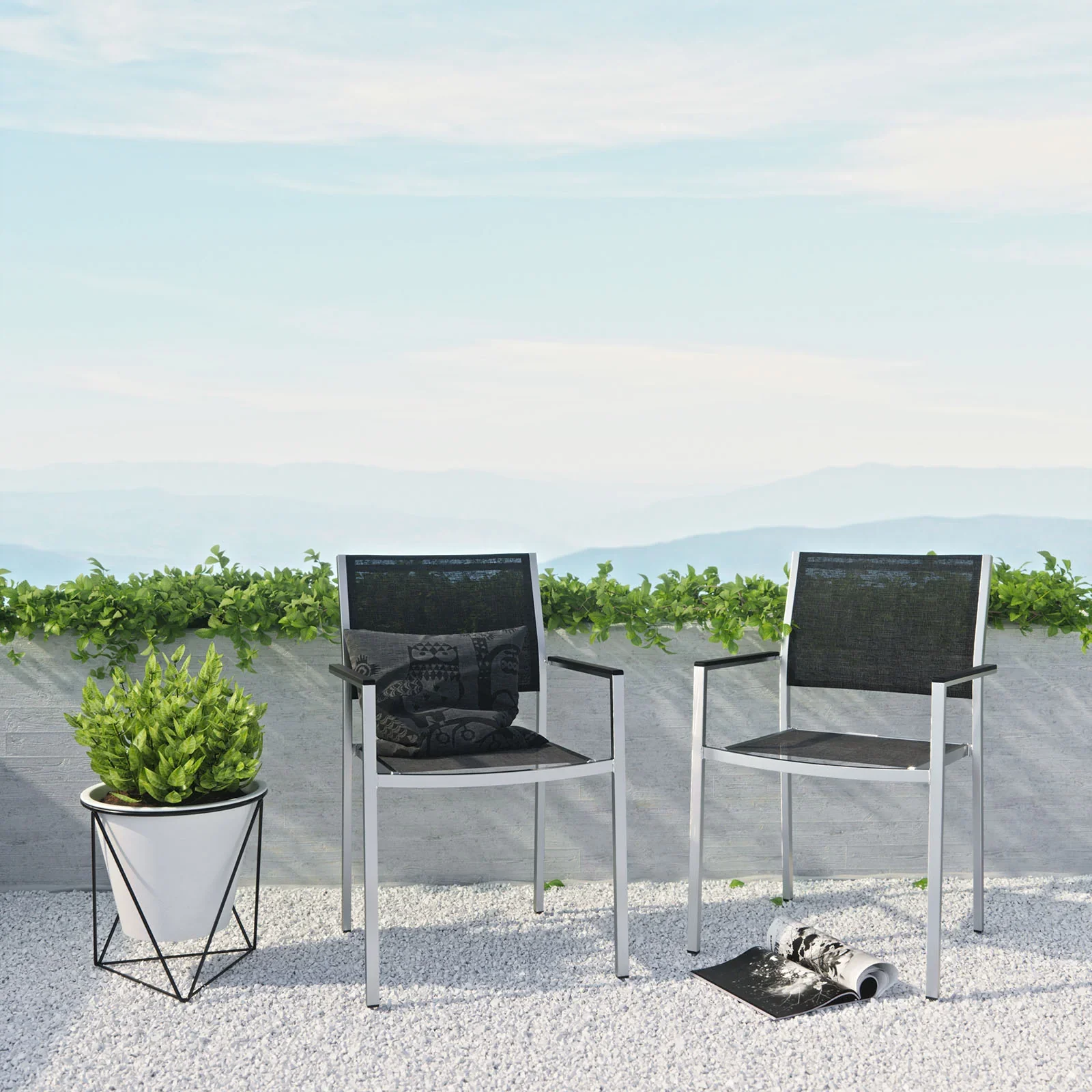 Shore Outdoor Patio Aluminum Dining Chair Set of 2 - Image 2