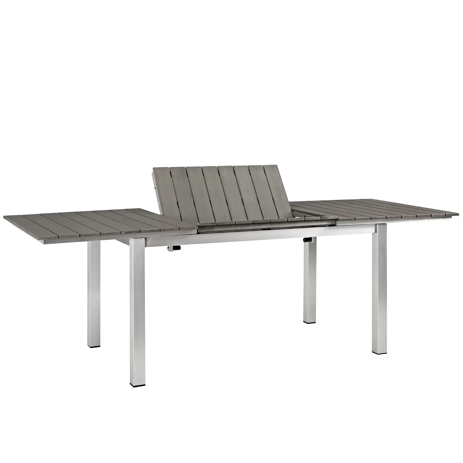 Shore Outdoor Patio Aluminum Dining Table in Silver Gray - Image 4