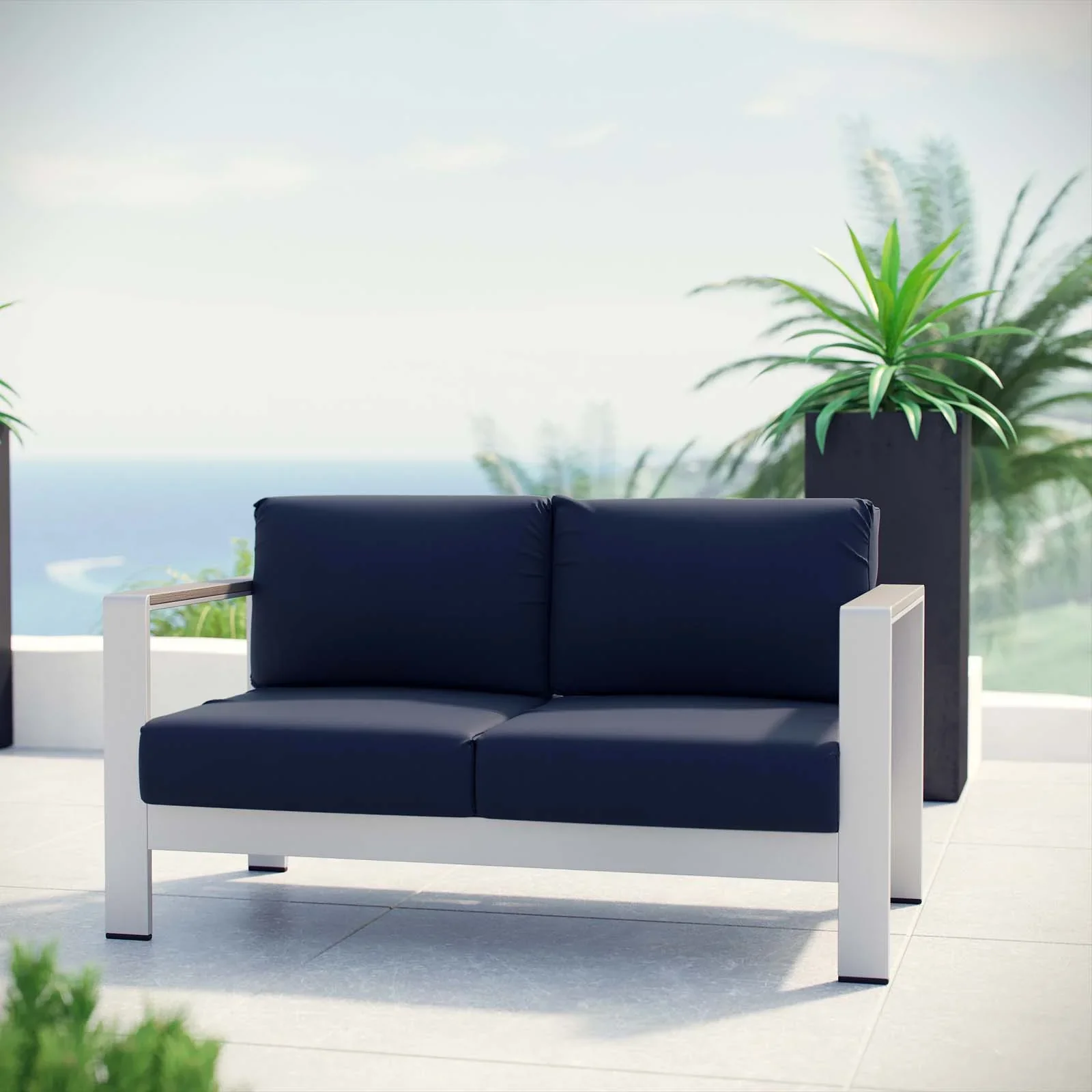 Shore Outdoor Patio Aluminum Loveseat - Image 10