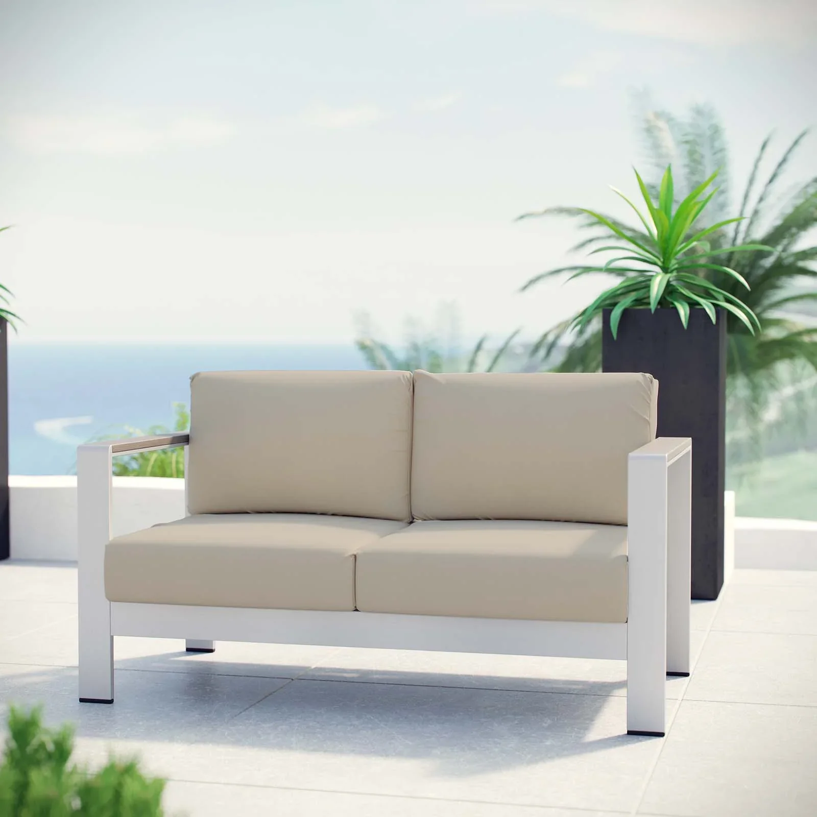 Shore Outdoor Patio Aluminum Loveseat - Image 2