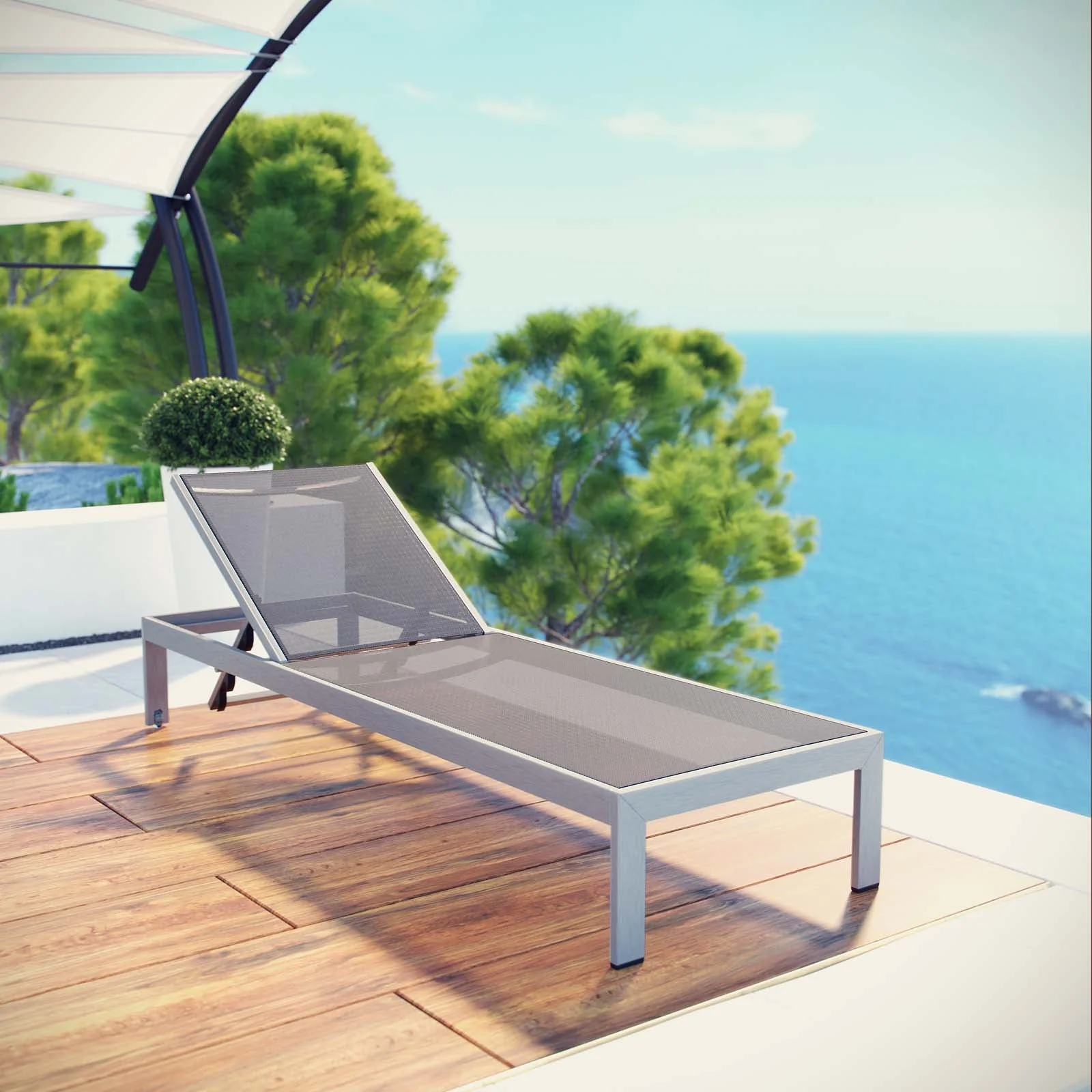 Shore Outdoor Patio Aluminum Mesh Chaise - Image 6