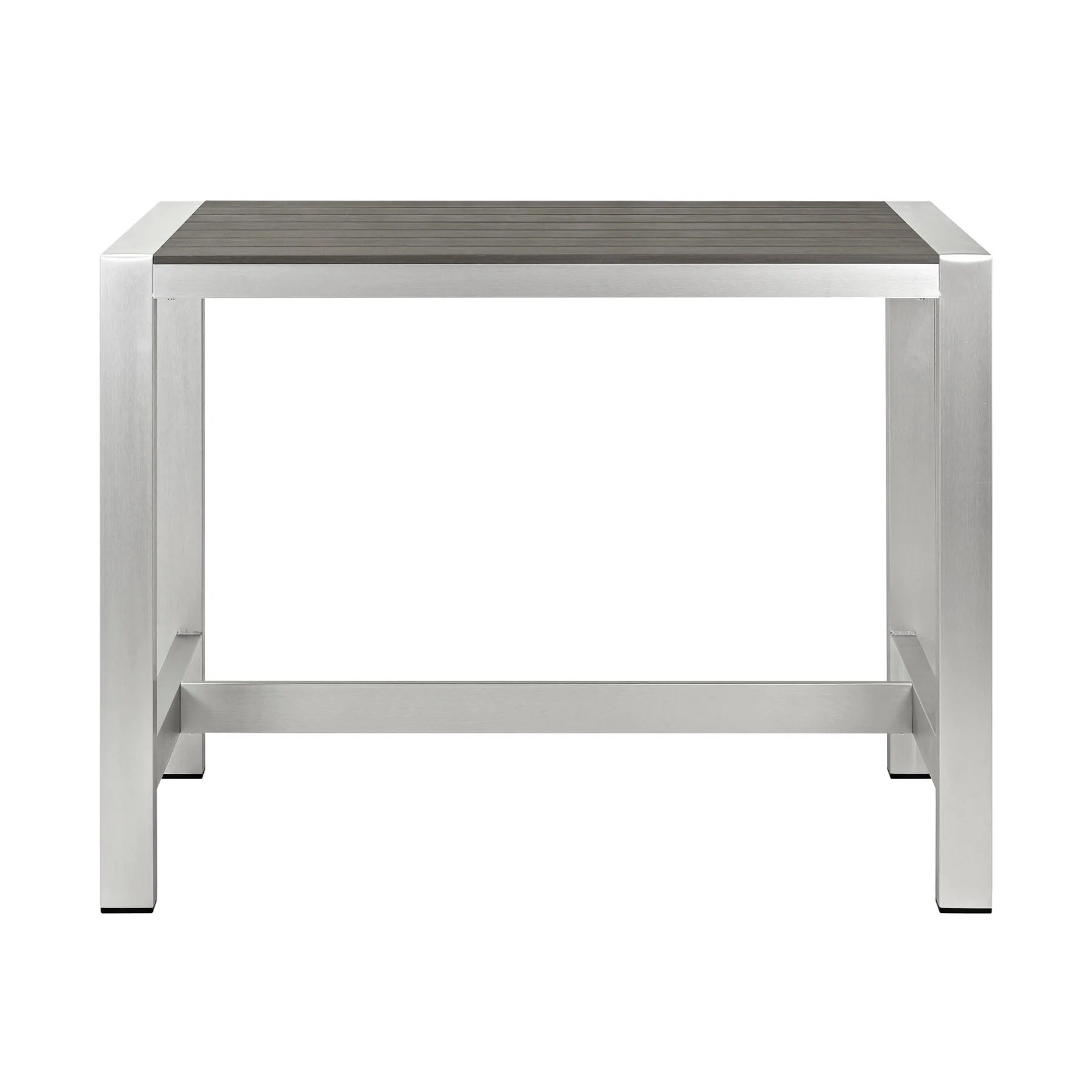 Shore Outdoor Patio Aluminum Rectangle Bar Table in Silver Gray - Image 3