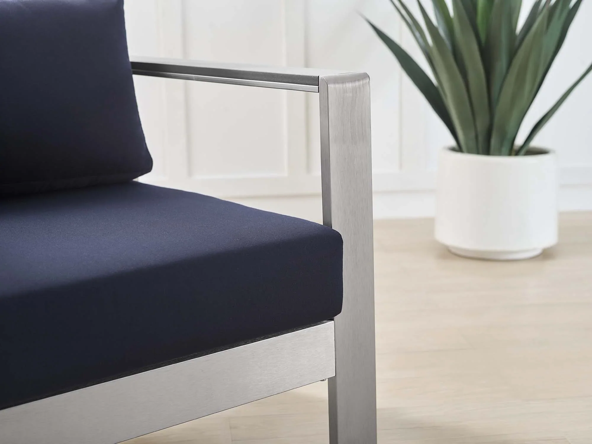 Shore Sunbrella® Fabric Aluminum Outdoor Patio Armchair - Image 15