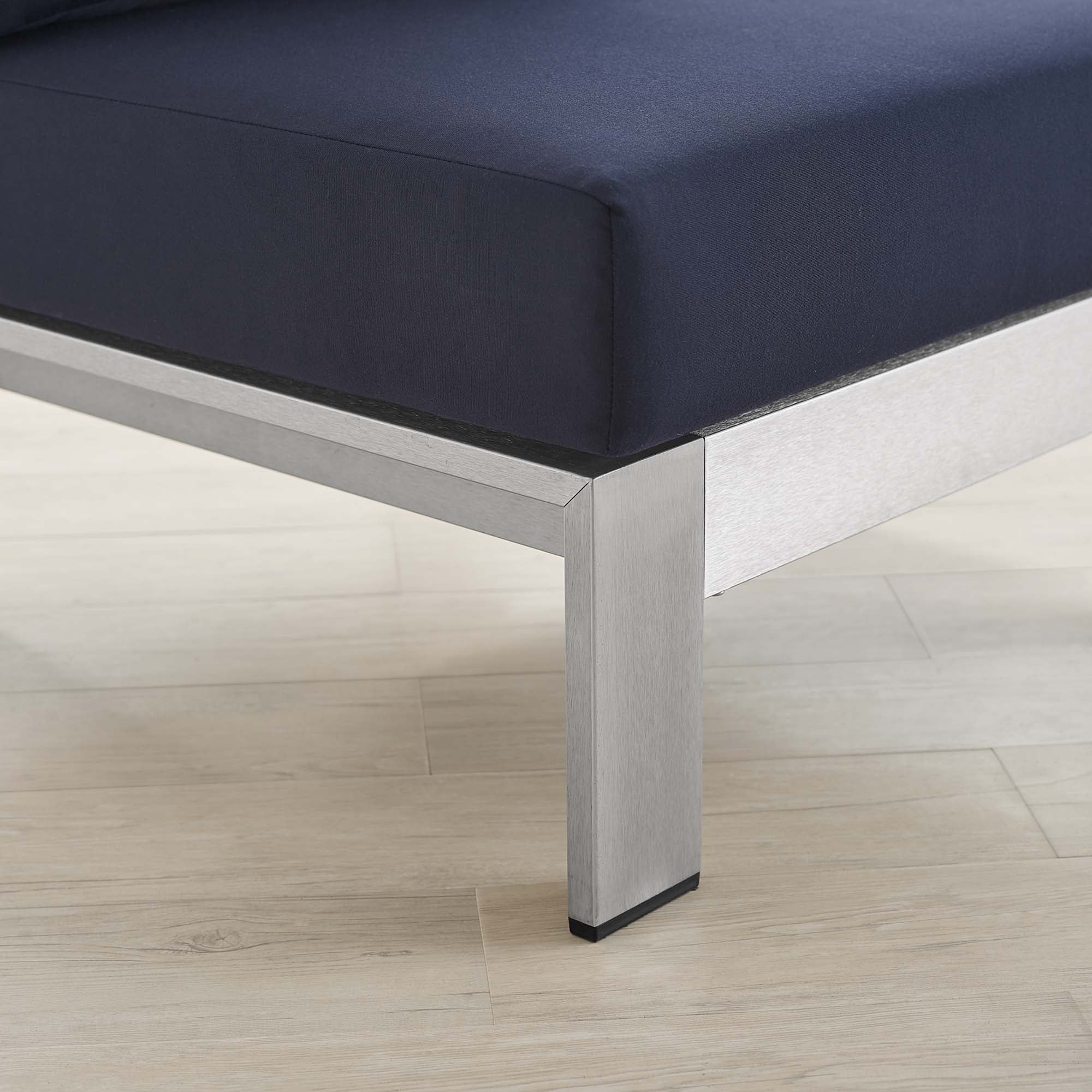 Shore Sunbrella® Fabric Aluminum Outdoor Patio Armless Chair - Image 10