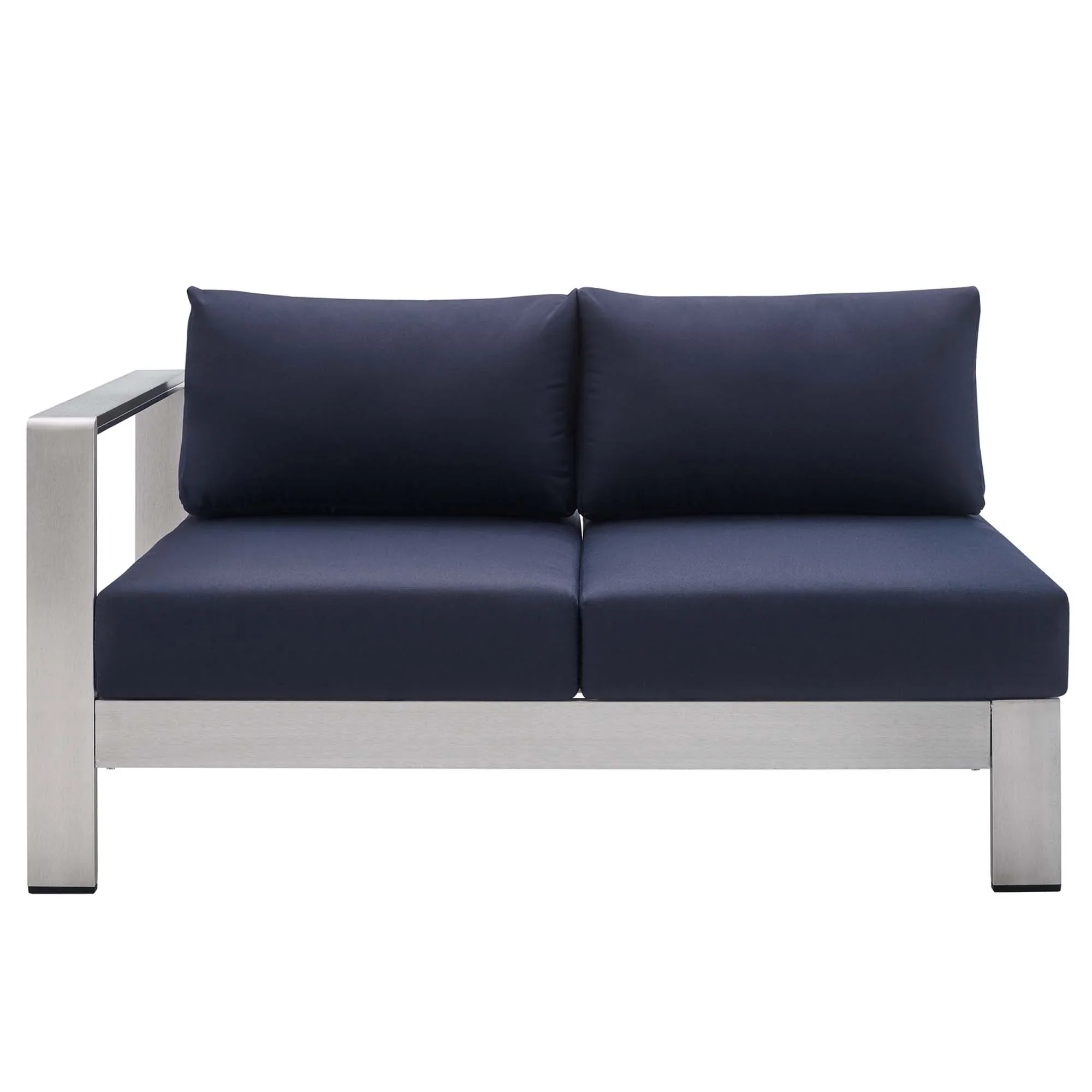 Shore Sunbrella® Fabric Aluminum Outdoor Patio Left-Arm Loveseat - Image 12