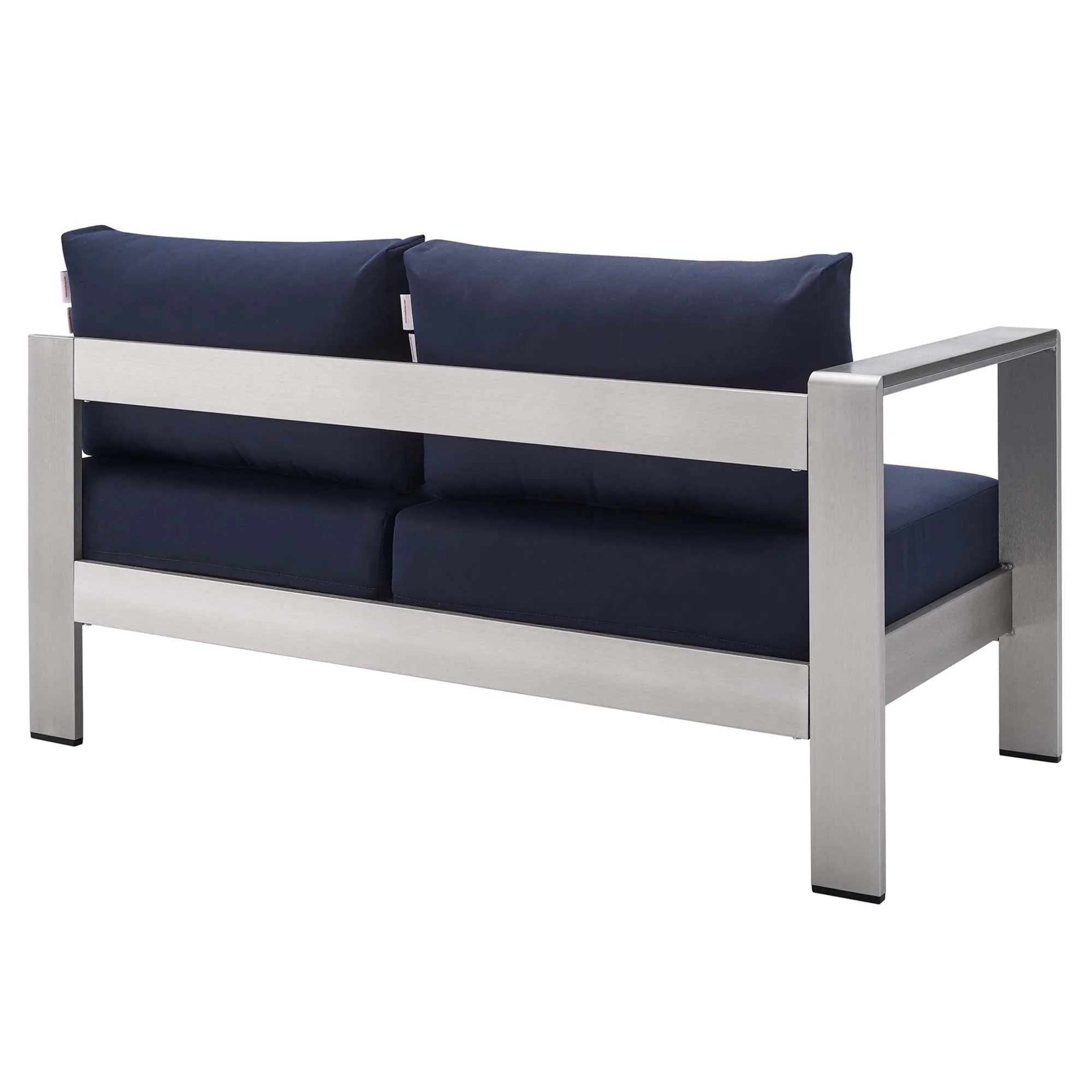 Shore Sunbrella® Fabric Aluminum Outdoor Patio Left-Arm Loveseat - Image 14