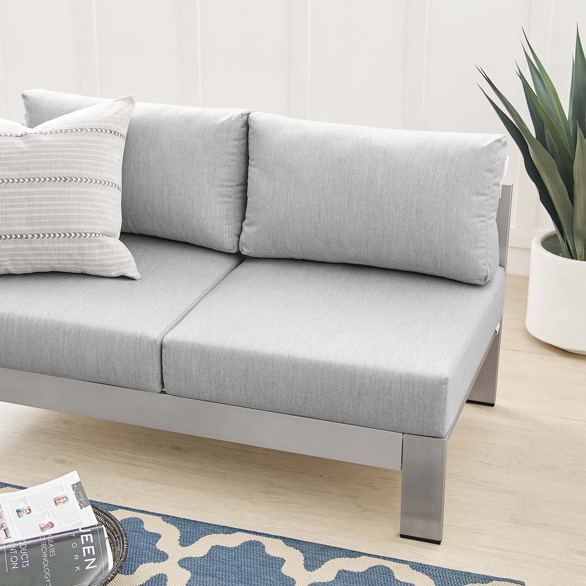 Shore Sunbrella® Fabric Aluminum Outdoor Patio Left-Arm Loveseat - Image 3