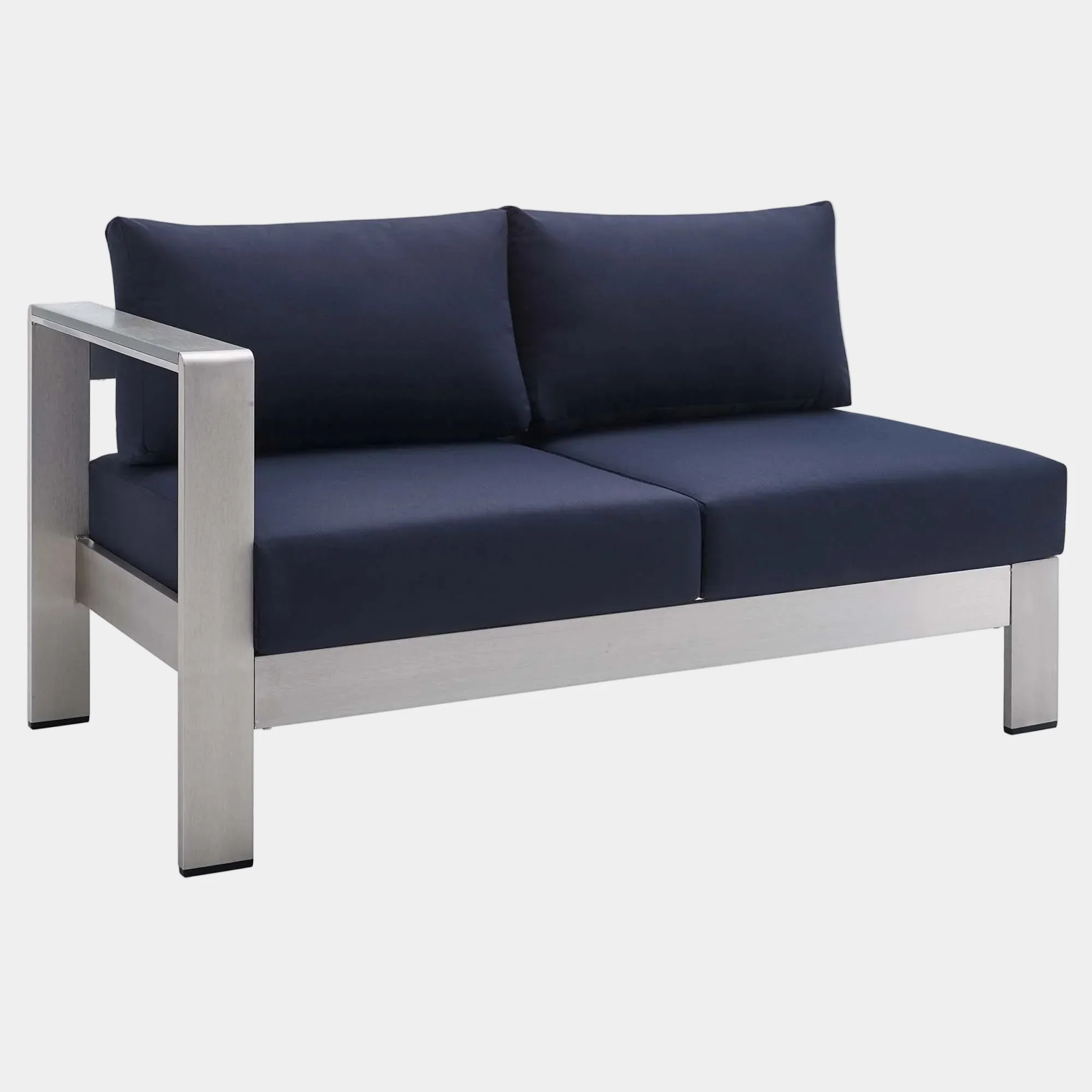 Shore Sunbrella® Fabric Aluminum Outdoor Patio Left-Arm Loveseat - Image 9