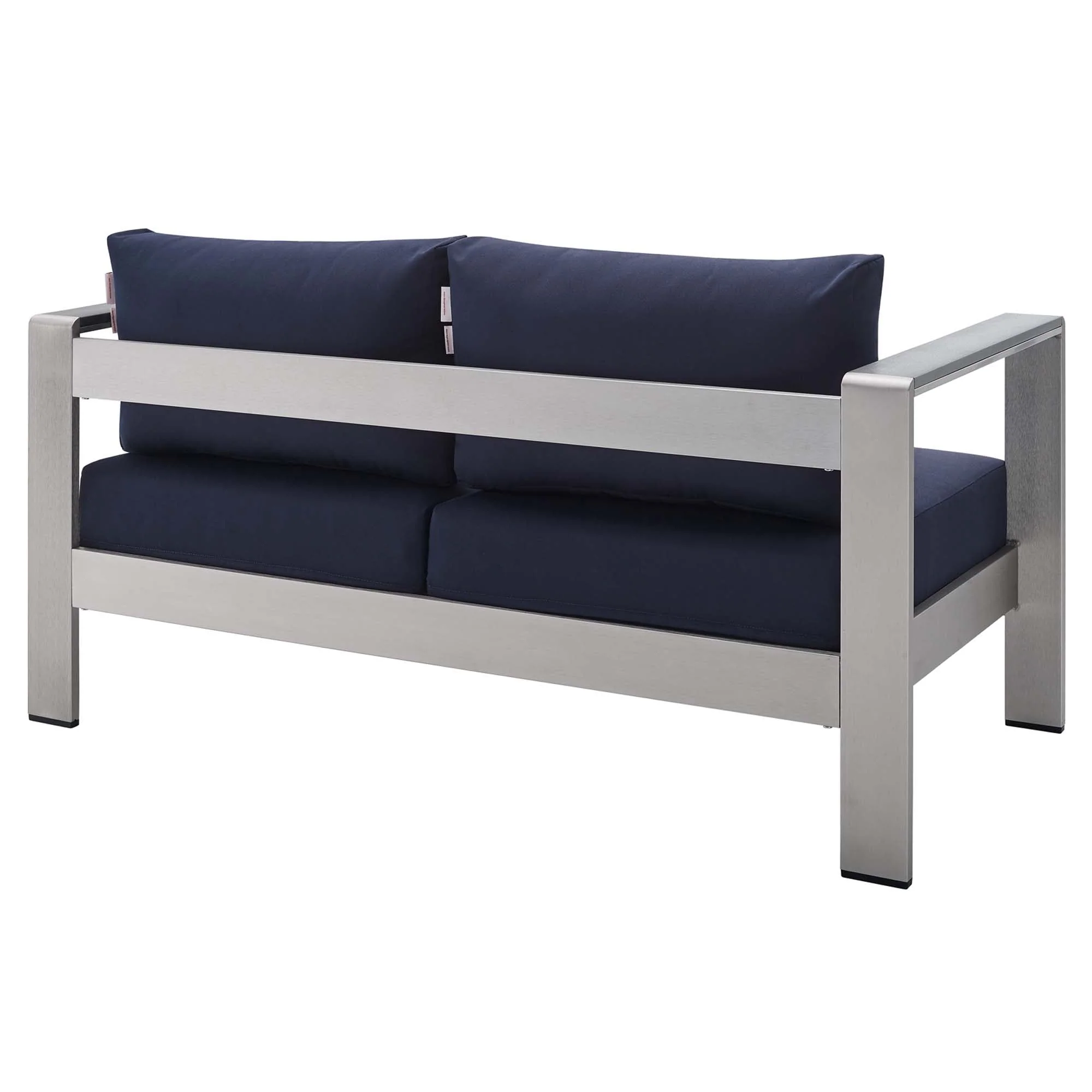 Shore Sunbrella® Fabric Aluminum Outdoor Patio Loveseat - Image 14