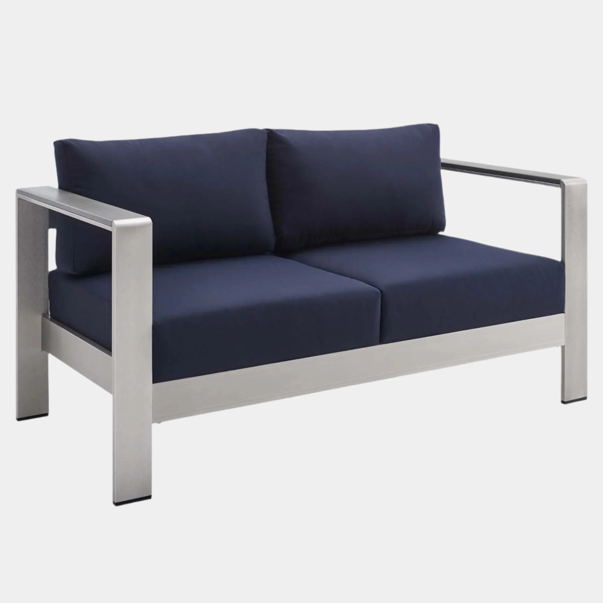 Shore Sunbrella® Fabric Aluminum Outdoor Patio Loveseat - Image 9