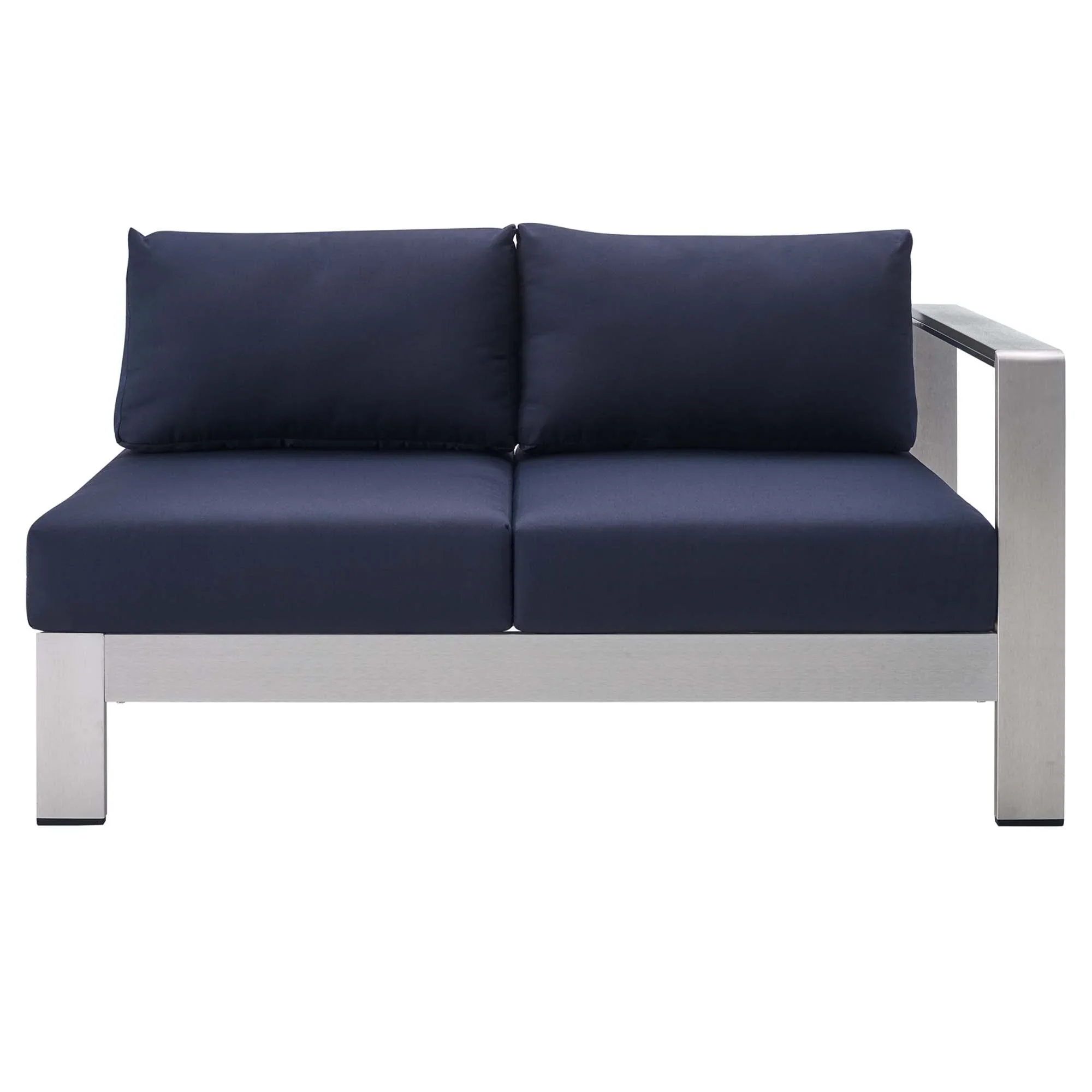 Shore Sunbrella® Fabric Aluminum Outdoor Patio Right-Arm Loveseat - Image 10